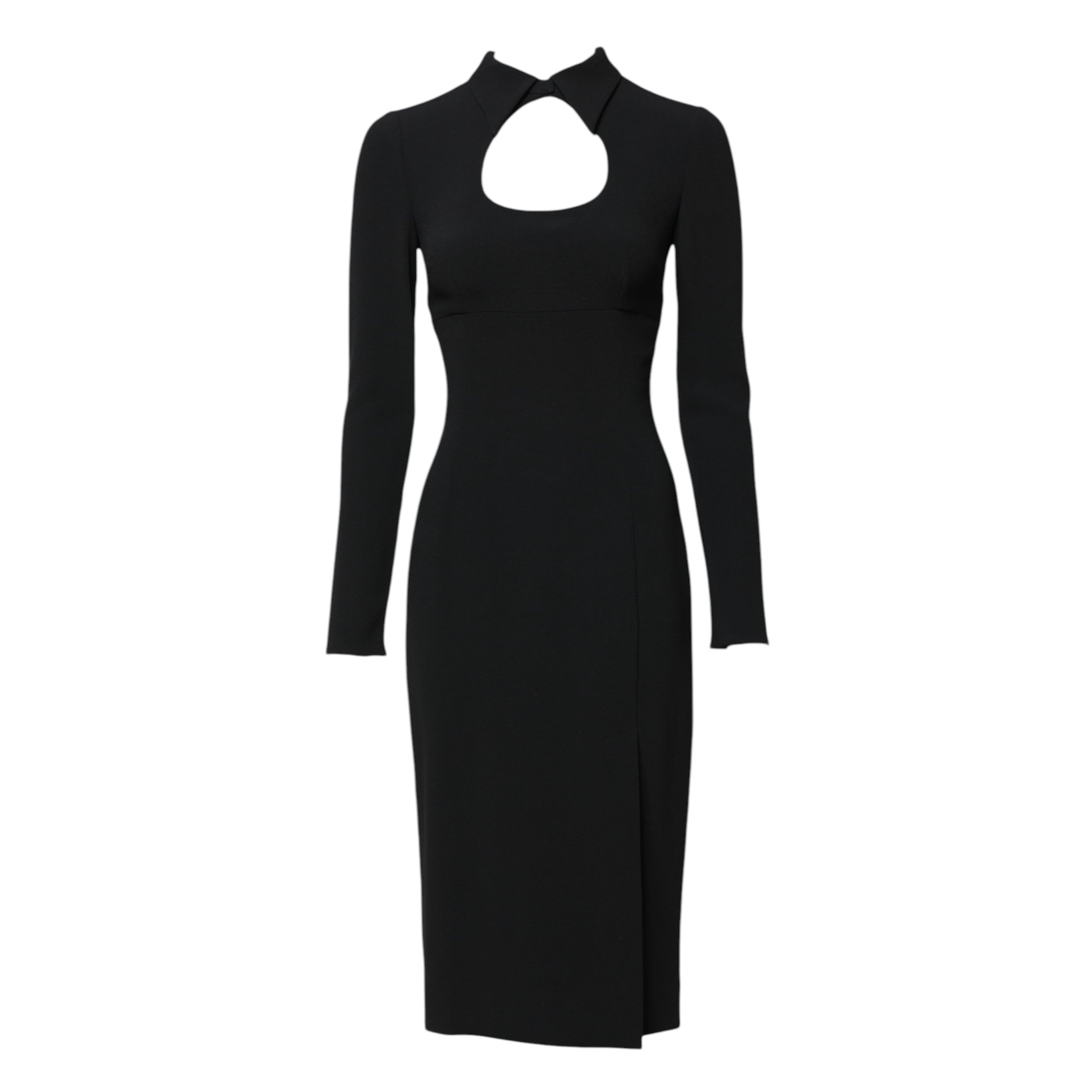 Rochie midi Dolce & Gabbana neagră cu mâneci lungi, mulată, tip teacă