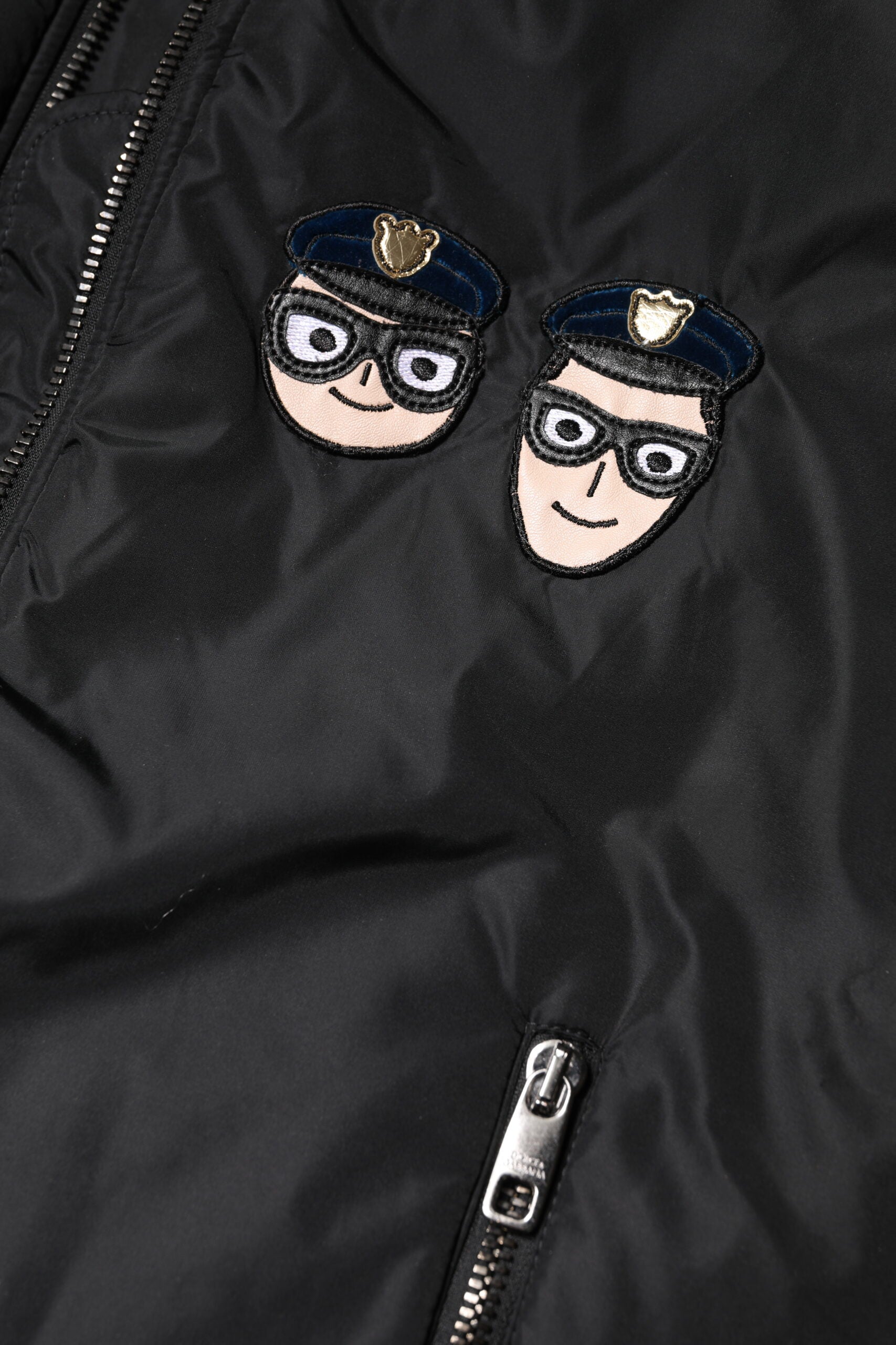 Jachetă bomber Dolce & Gabbana neagră din nailon #DGFamily cu fermoar complet