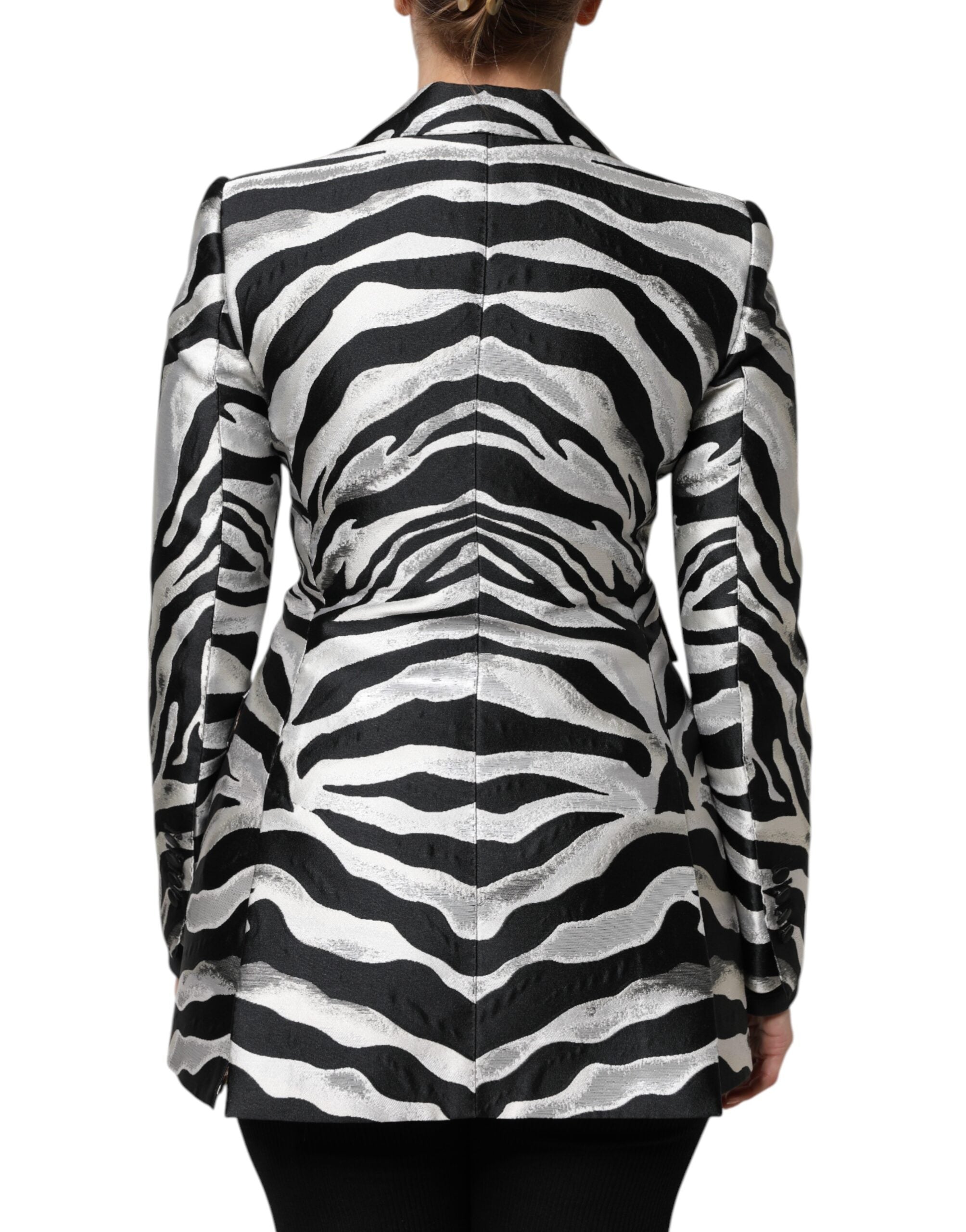 Dolce & Gabbana Schwarz-Weiß-Polyester-Blazerjacke für Damen