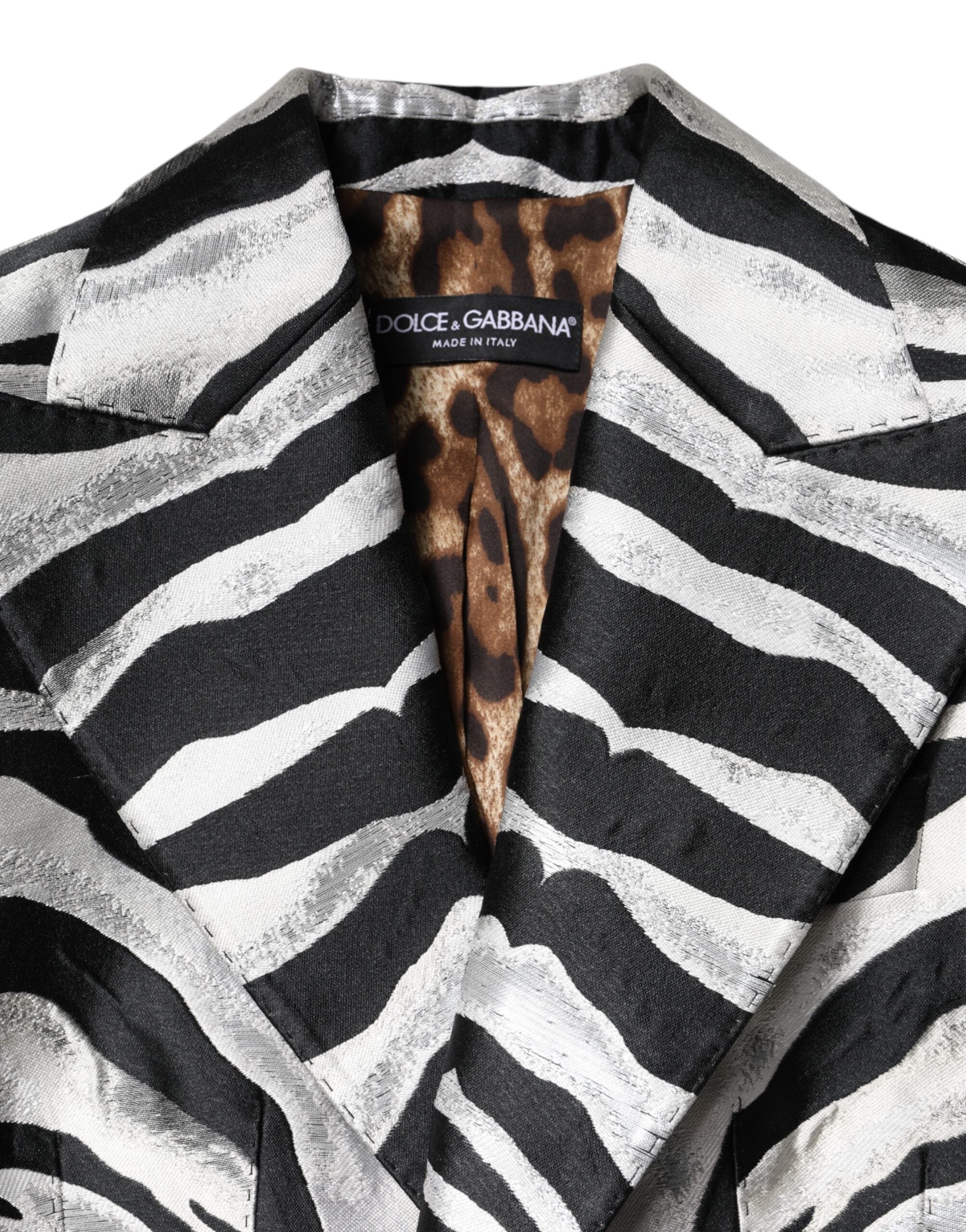 Dolce & Gabbana Schwarz-Weiß-Polyester-Blazerjacke für Damen