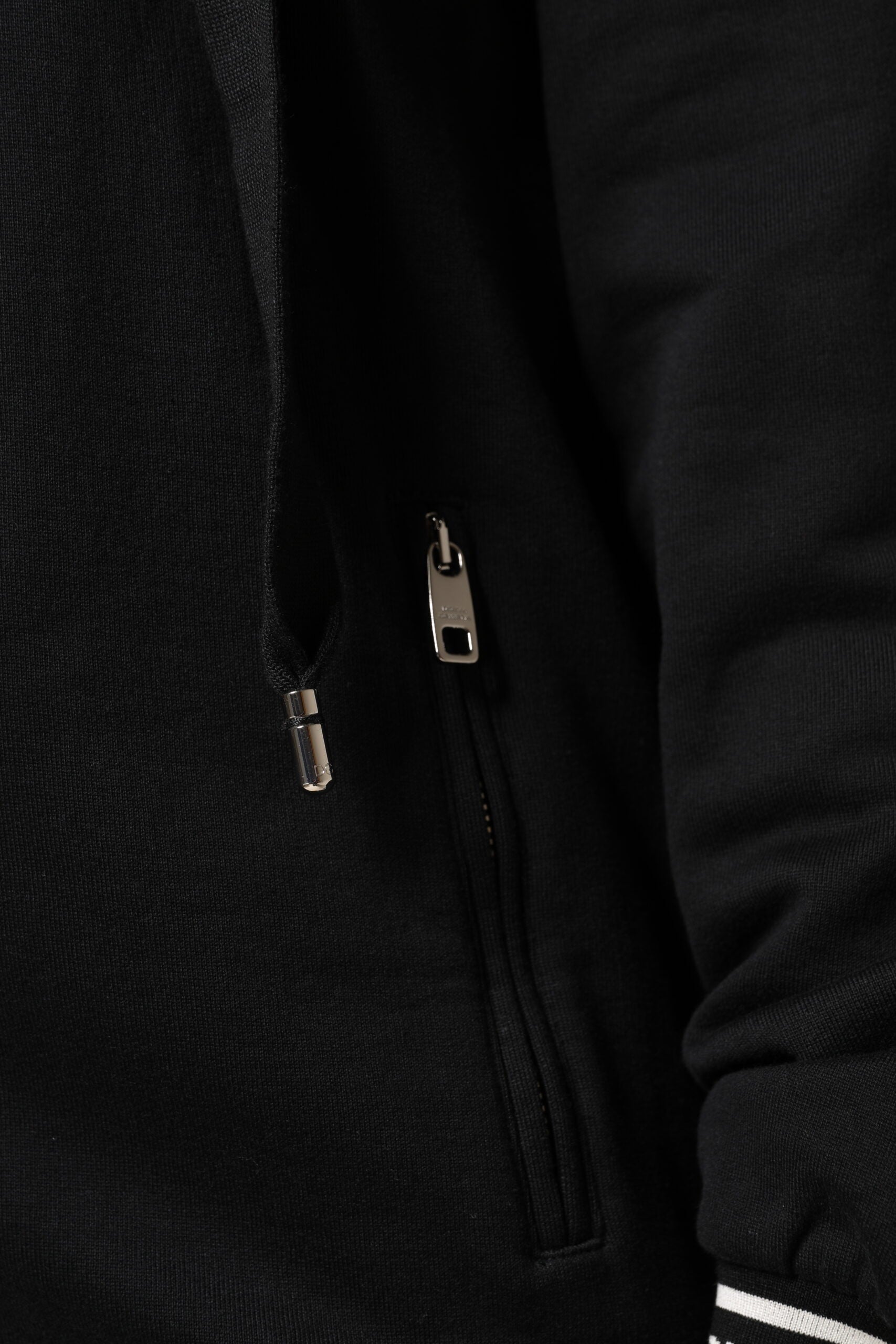Dolce & Gabbana – Schwarzes Sweatshirt aus Baumwolle mit durchgehendem Reißverschluss und Kapuze