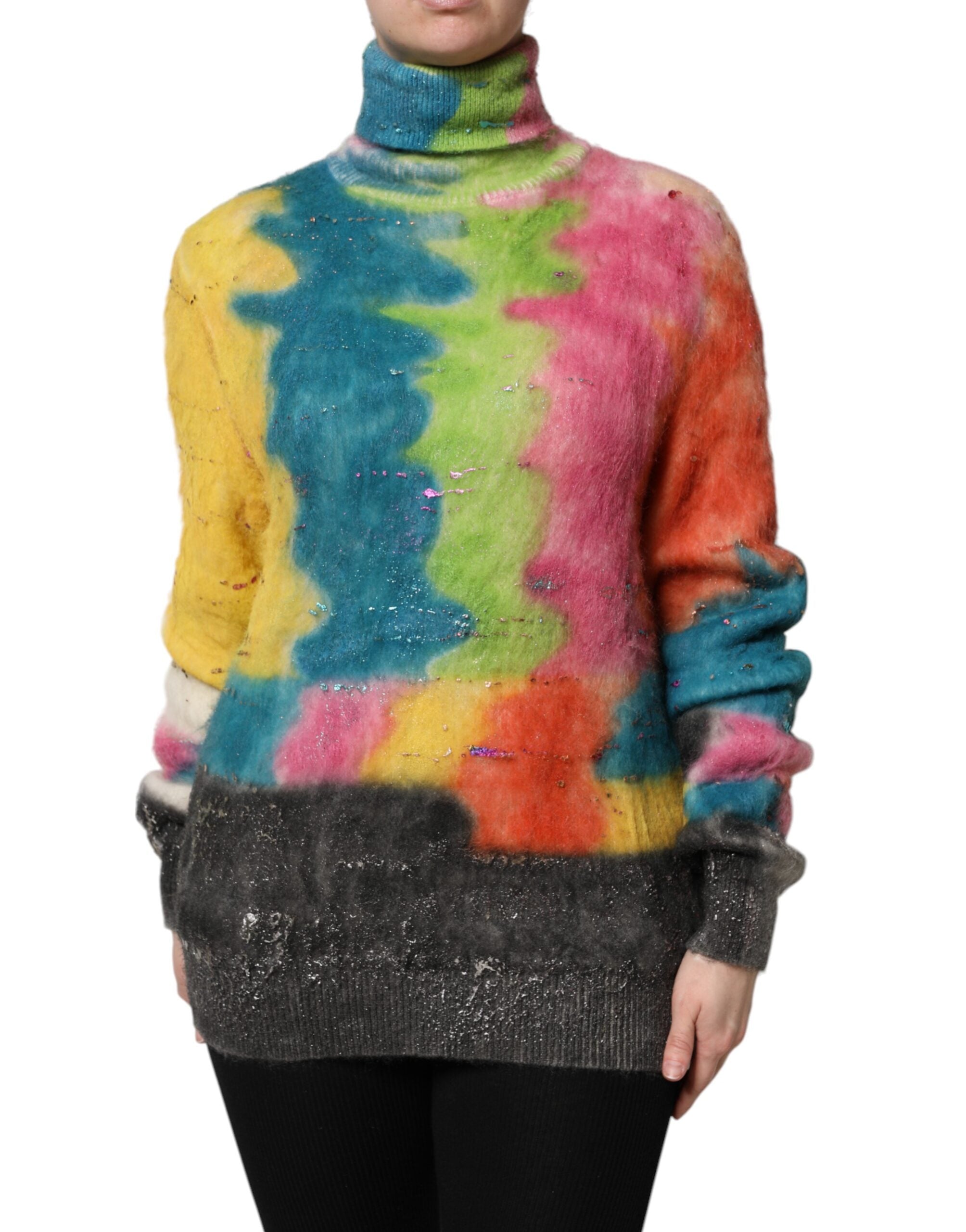 Pulover Dolce & Gabbana cu guler înalt din mohair multicolor
