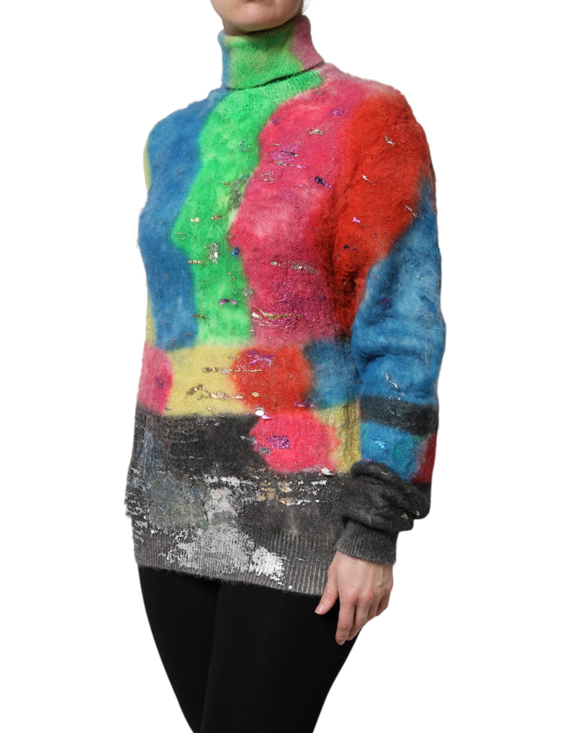 Pulover Dolce & Gabbana cu guler înalt din mohair multicolor
