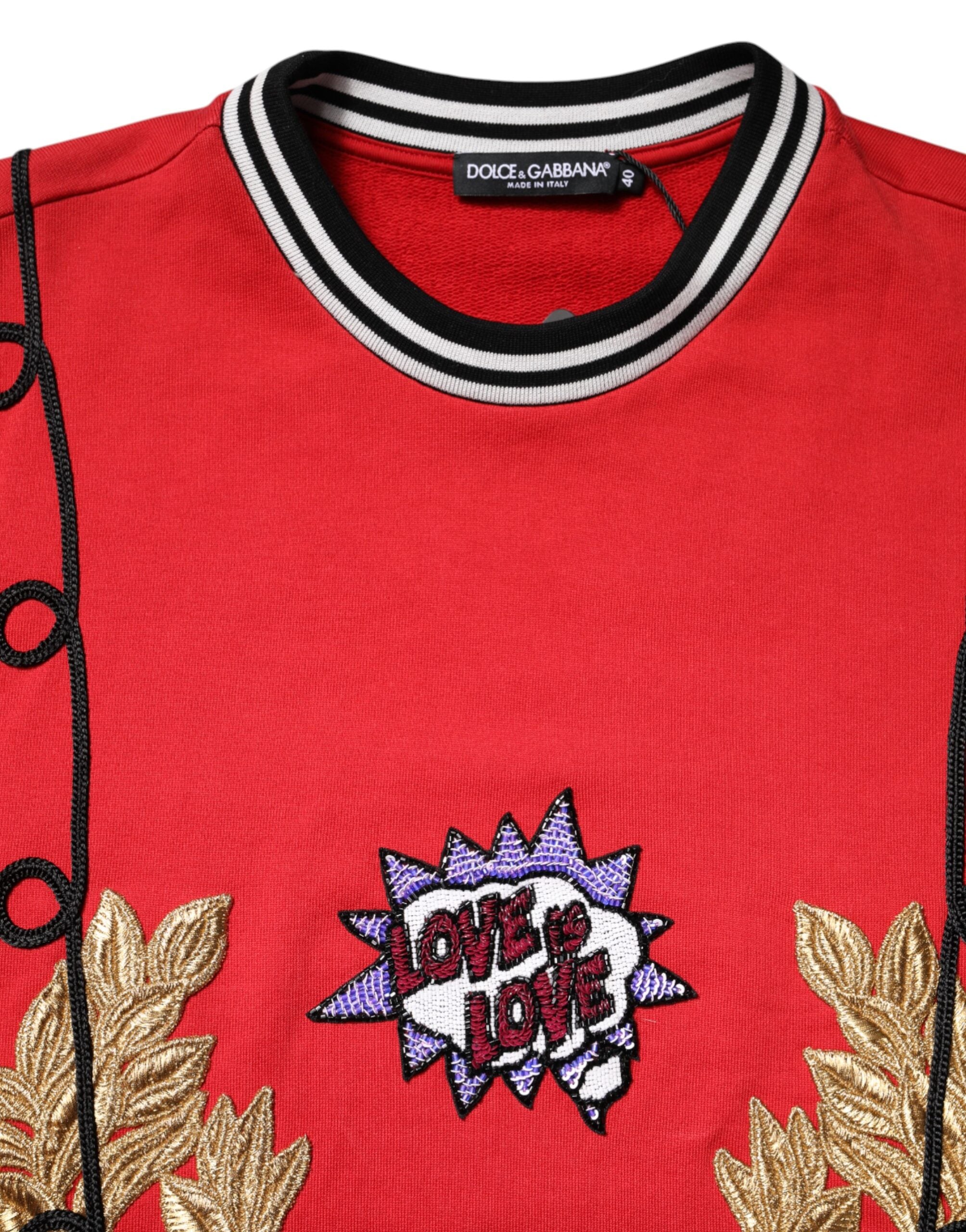 Dolce & Gabbana Roter Pullover mit Pailletten aus Baumwolle „Queen“
