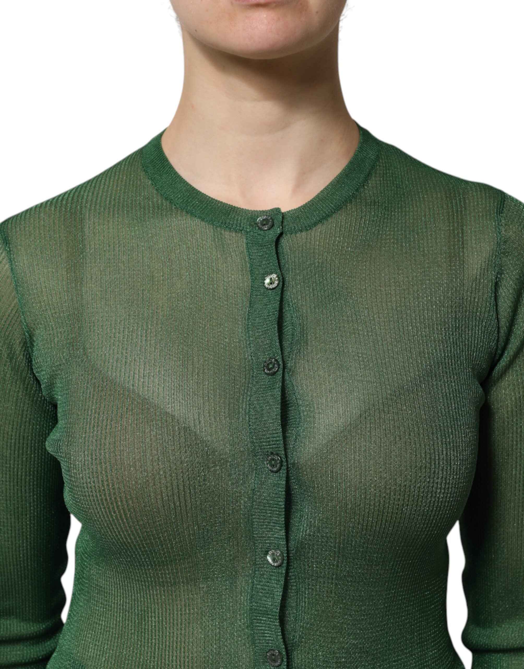 Cardigan Dolce & Gabbana verde cu mânecă lungă din poliester