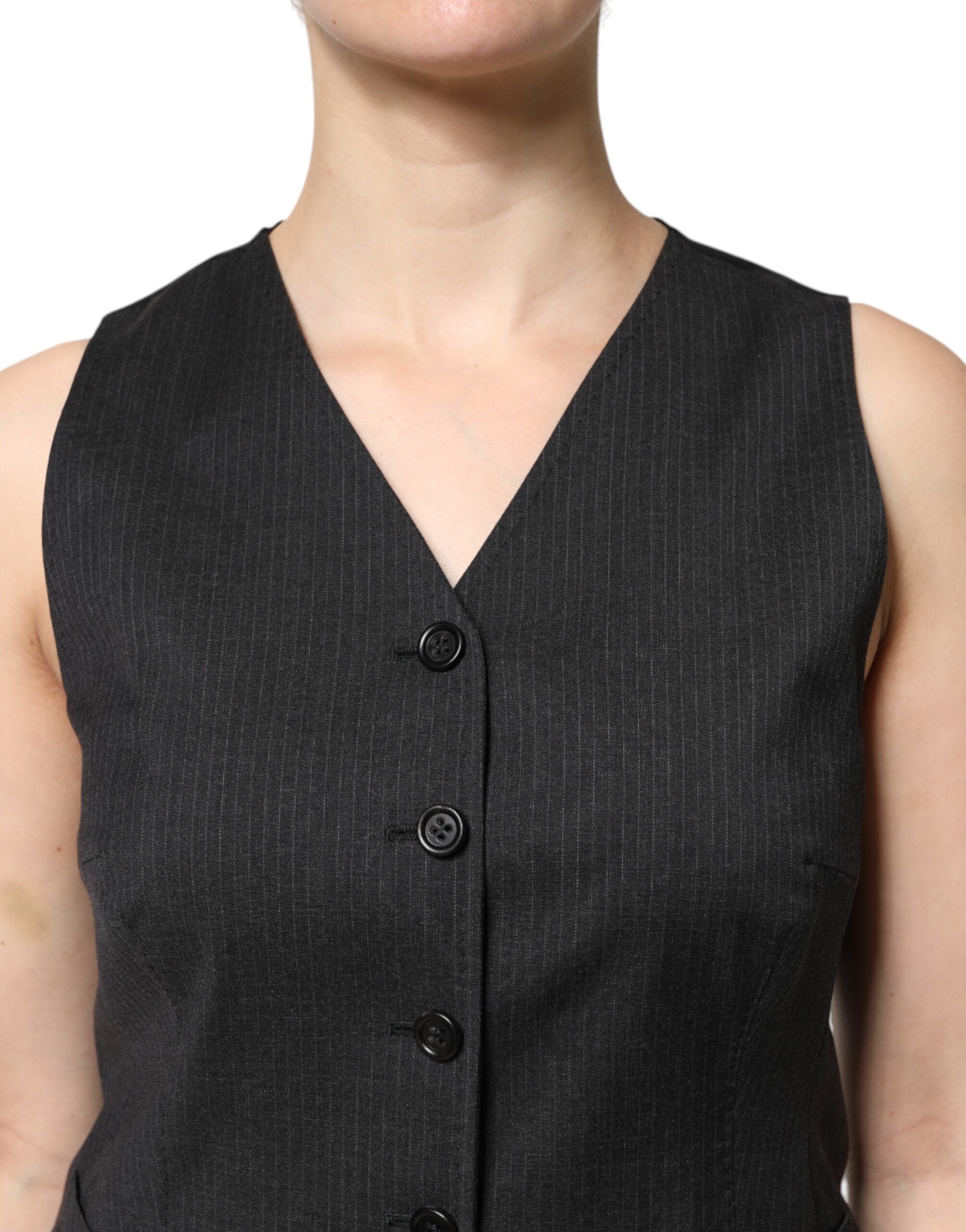Bluză fără mâneci cu dungi negre Dolce & Gabbana