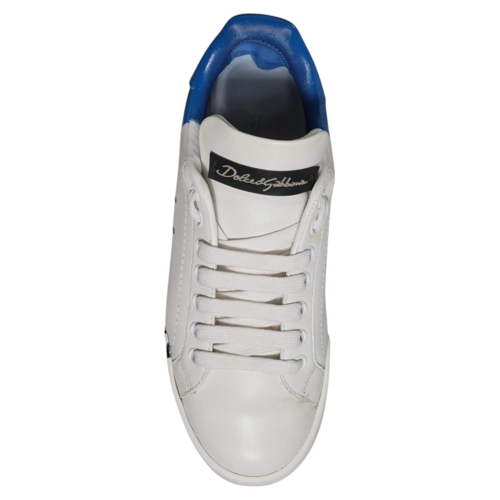 Dolce & Gabbana – Portofino – Sneaker mit Logo in Weiß und Blau