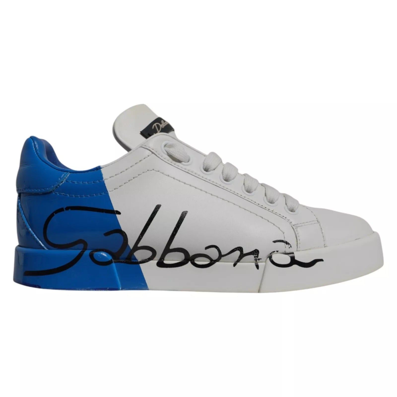 Dolce & Gabbana – Portofino – Sneaker mit Logo in Weiß und Blau