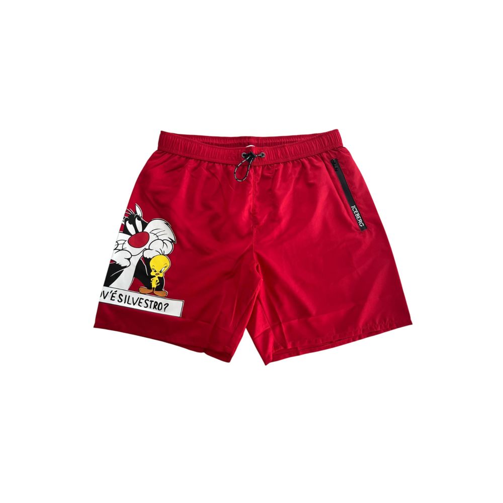 Iceberg Rote Polyester Herren Badeshorts