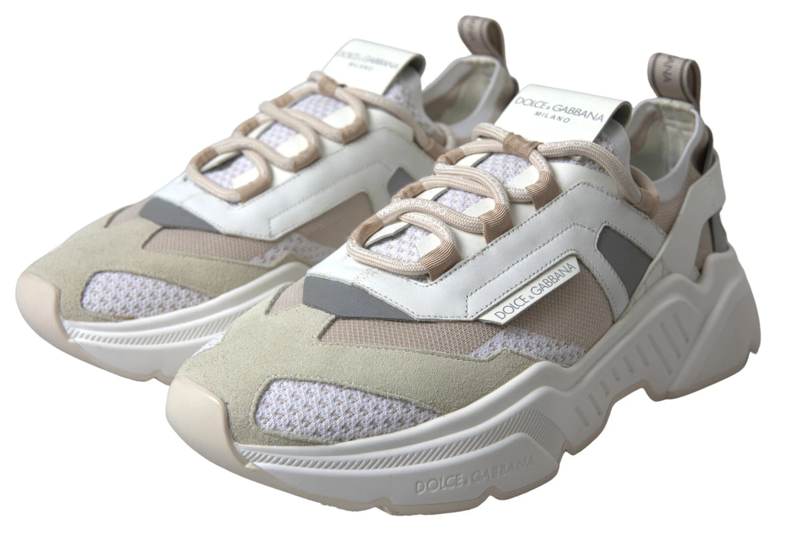 Dolce & Gabbana Sneakers Weiß Beige Leder Sport DAYMASTER Schuhe
