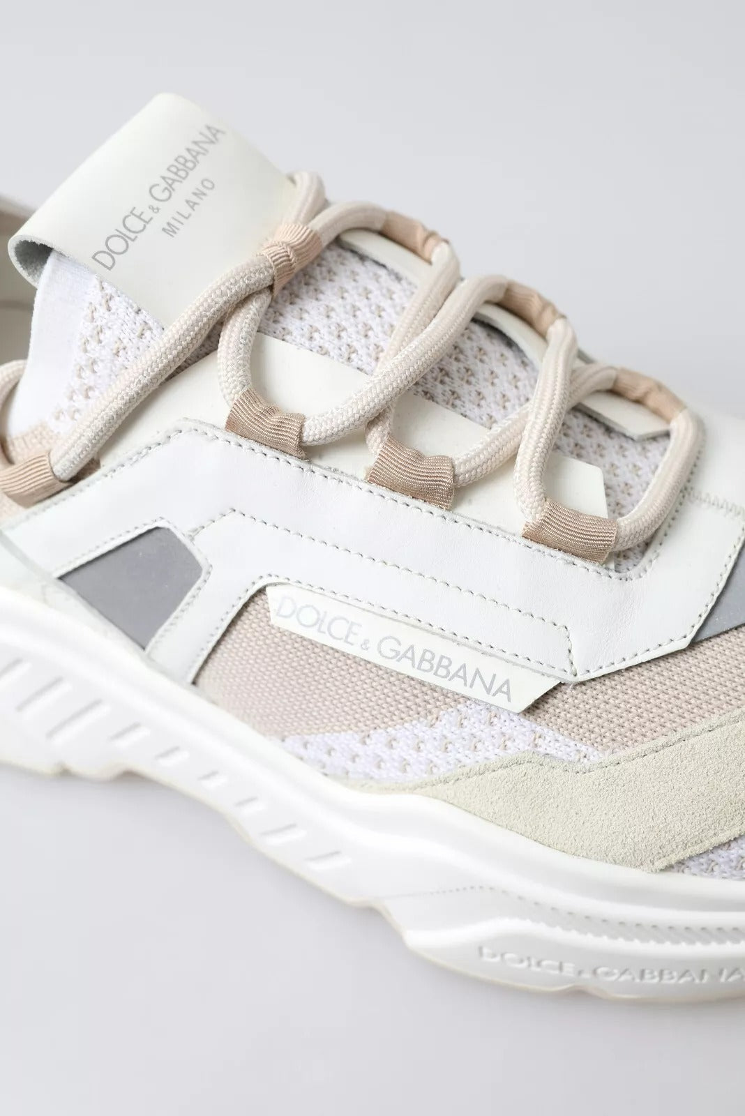 Dolce & Gabbana Sneakers Weiß Beige Leder Sport DAYMASTER Schuhe