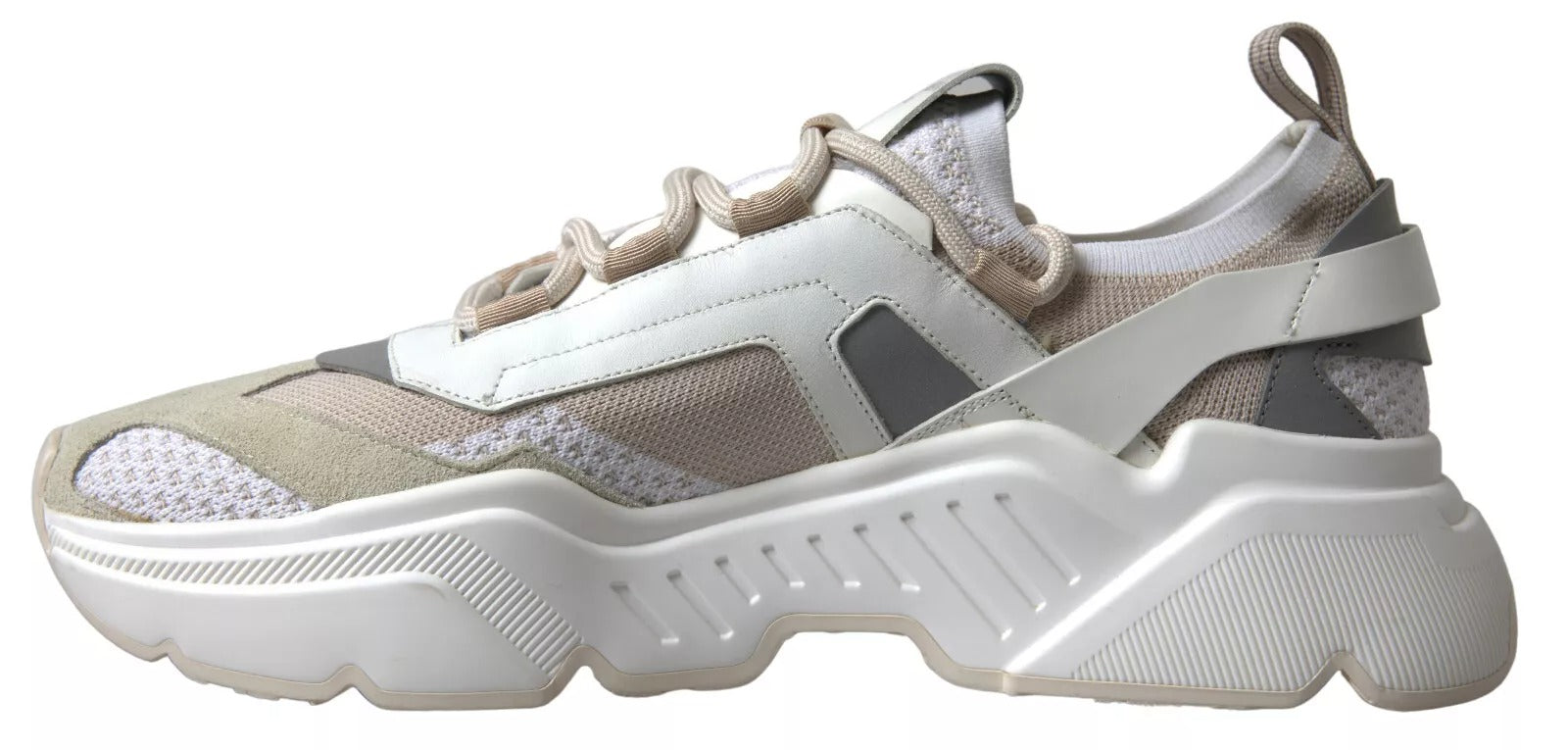 Dolce & Gabbana Sneakers Weiß Beige Leder Sport DAYMASTER Schuhe