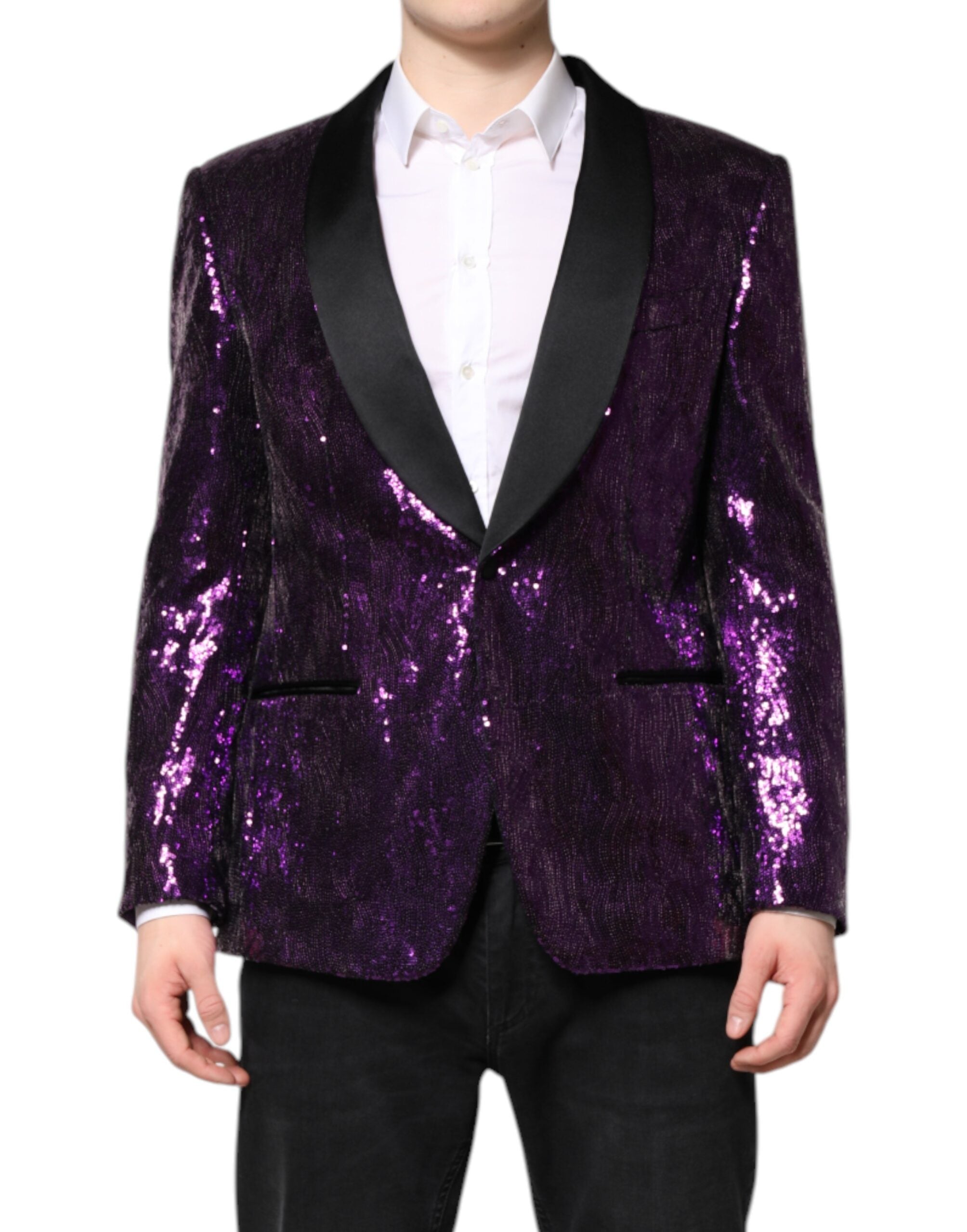 Dolce & Gabbana Lila SICILIA Manteljacke mit Paillettenverzierung