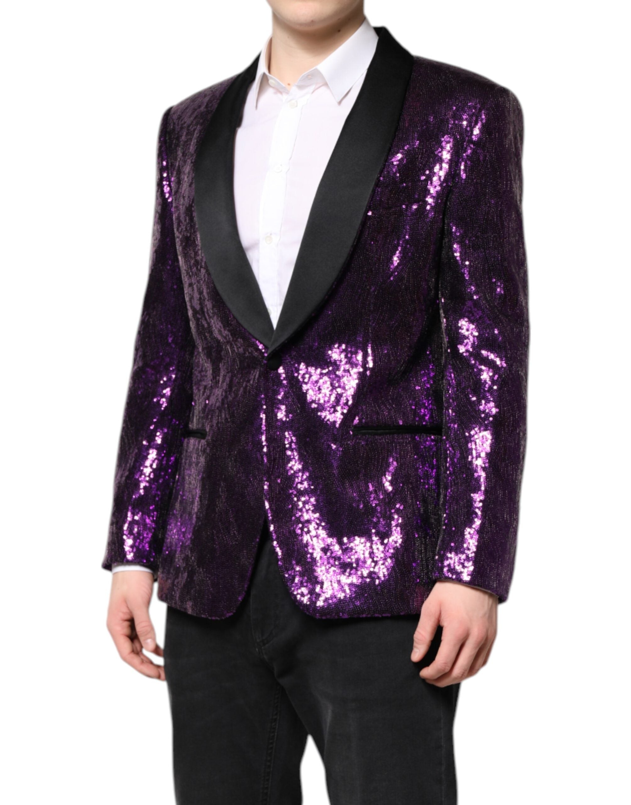 Dolce & Gabbana Lila SICILIA Manteljacke mit Paillettenverzierung