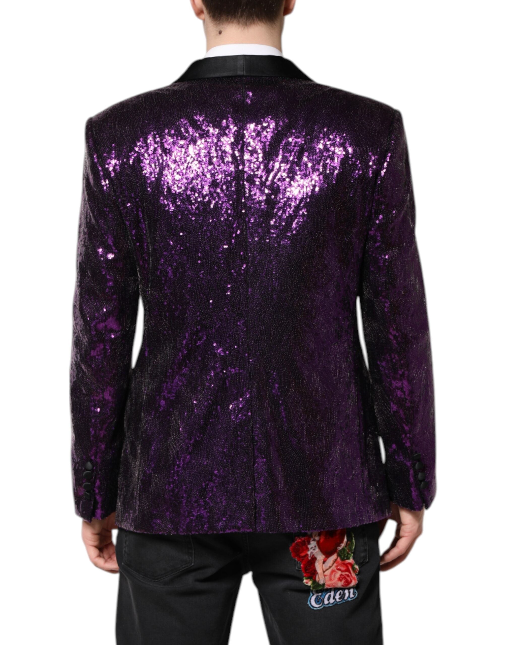 Dolce & Gabbana Lila SICILIA Manteljacke mit Paillettenverzierung