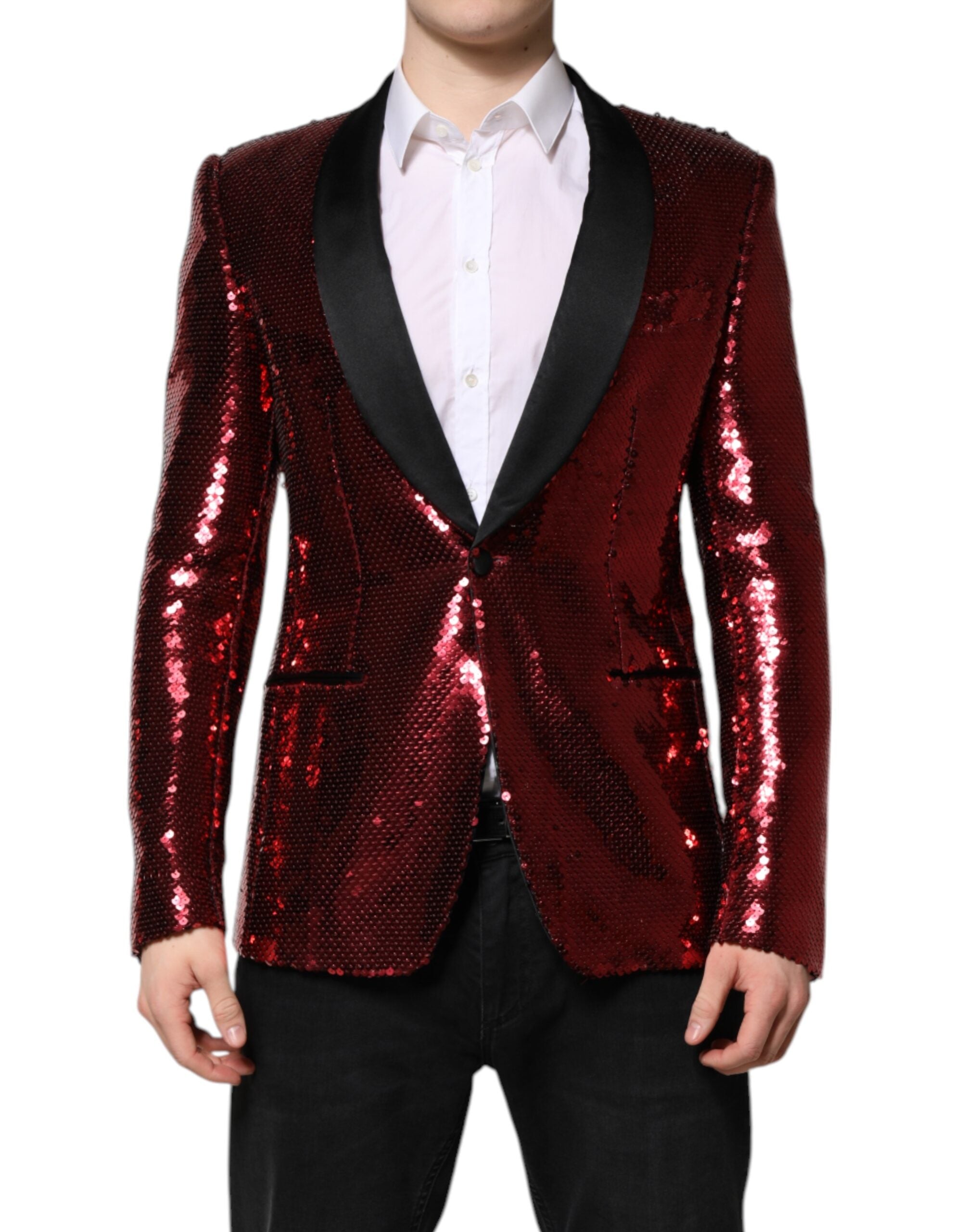 Dolce & Gabbana – Rote SICILIA – Blazerjacke mit Paillettenverzierung