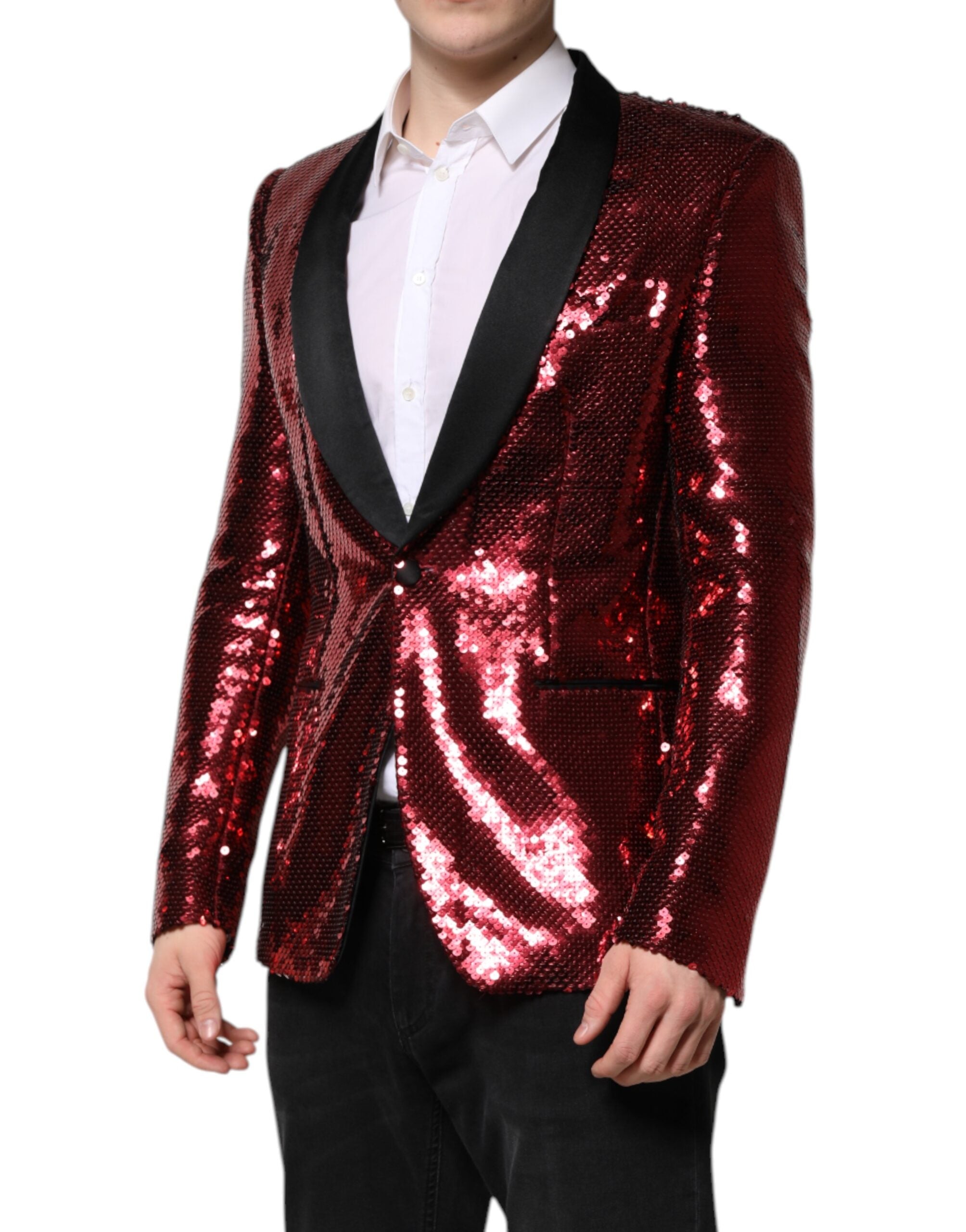 Dolce & Gabbana – Rote SICILIA – Blazerjacke mit Paillettenverzierung