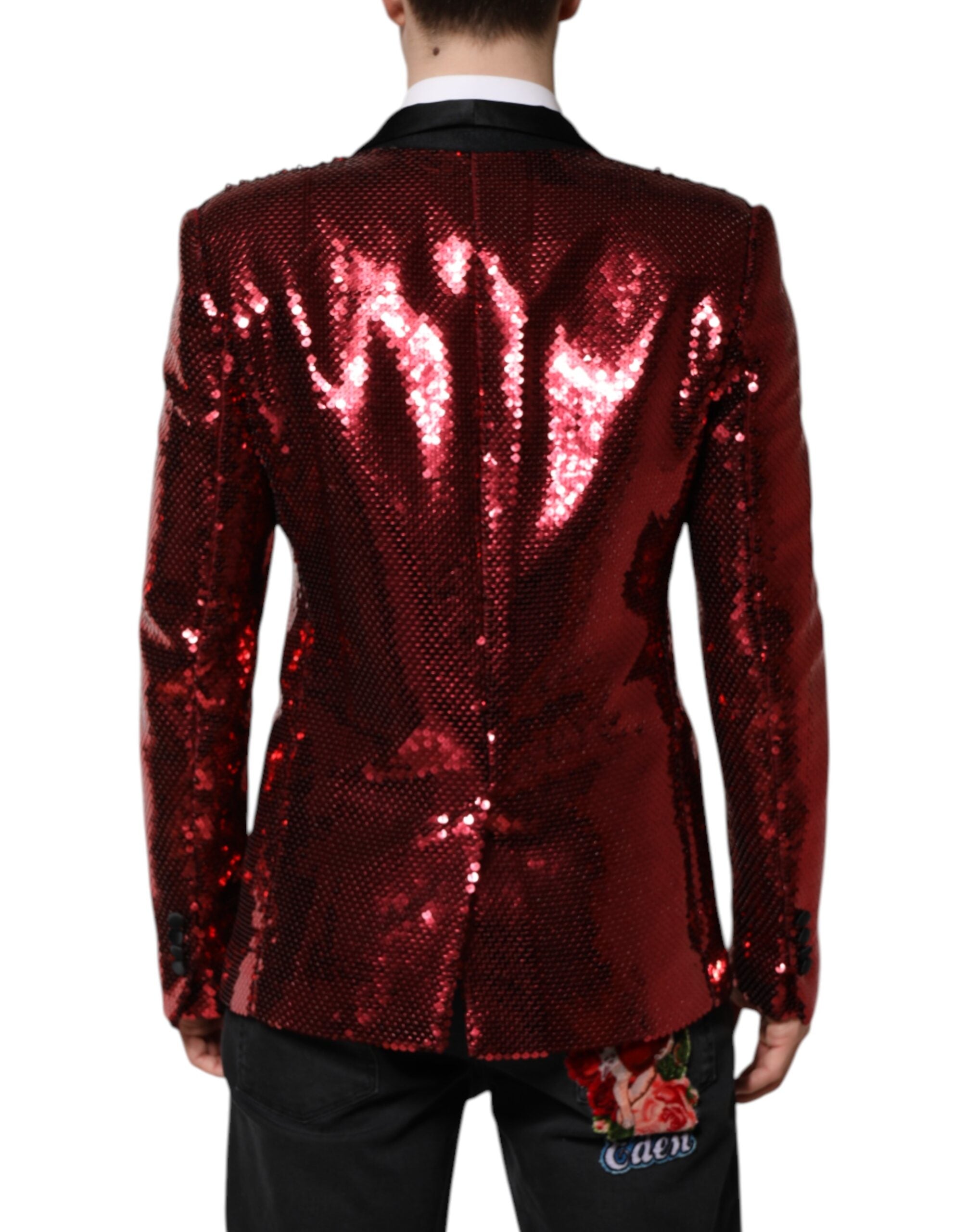 Dolce & Gabbana – Rote SICILIA – Blazerjacke mit Paillettenverzierung