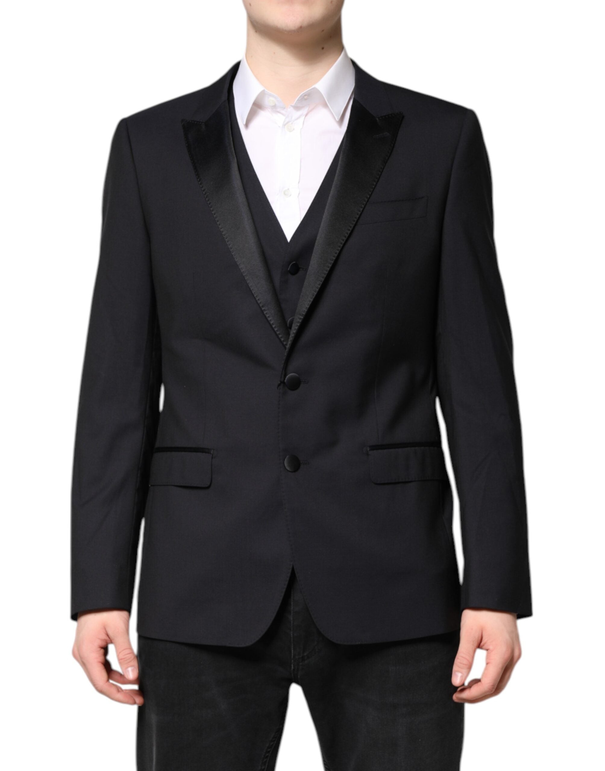 Dolce & Gabbana Dunkelblauer MARTINI Wollanzug 2-teilige Jacke
