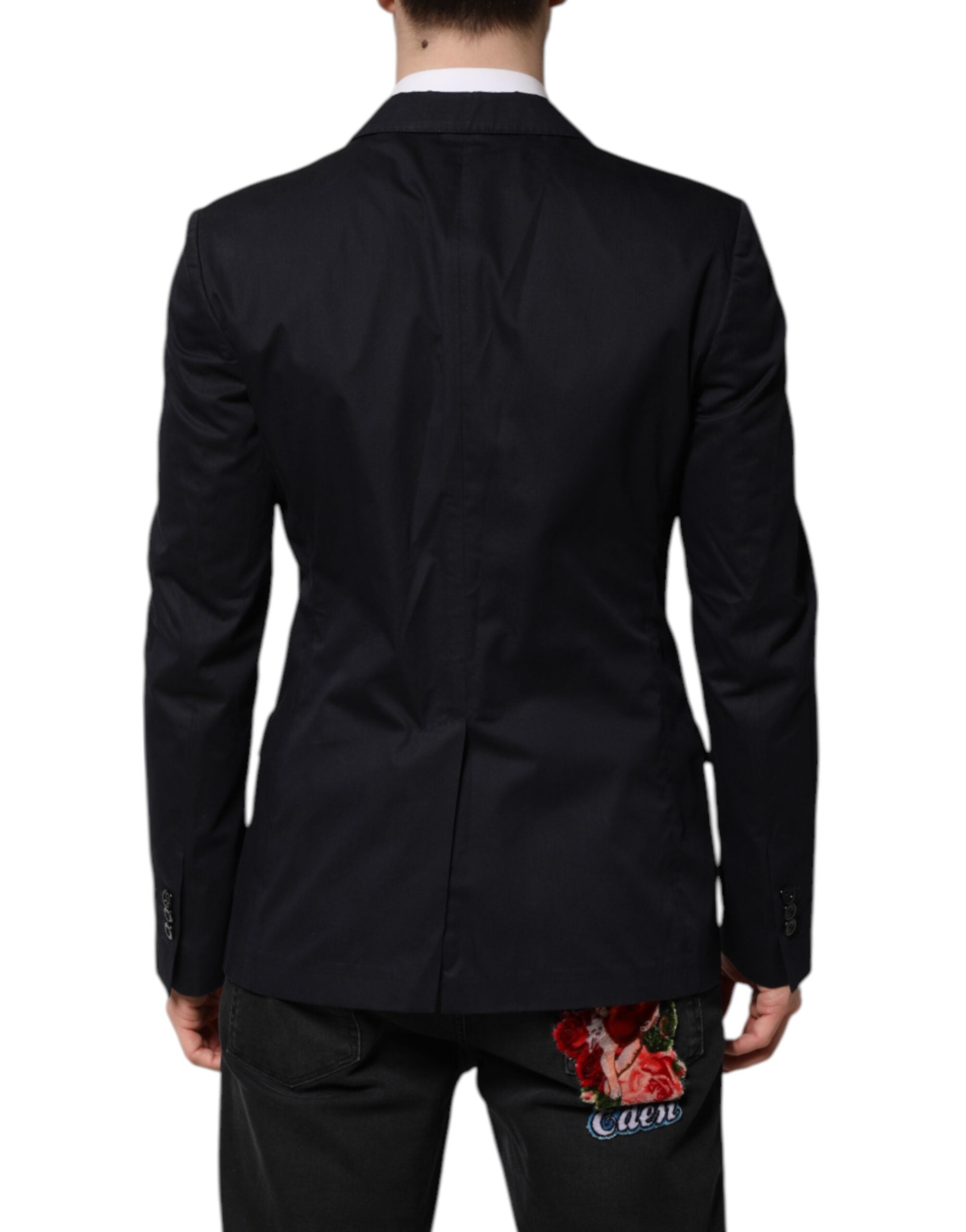 Dolce & Gabbana Dunkelblaue TAORMINA-Blazer-Anzugjacke aus Baumwolle