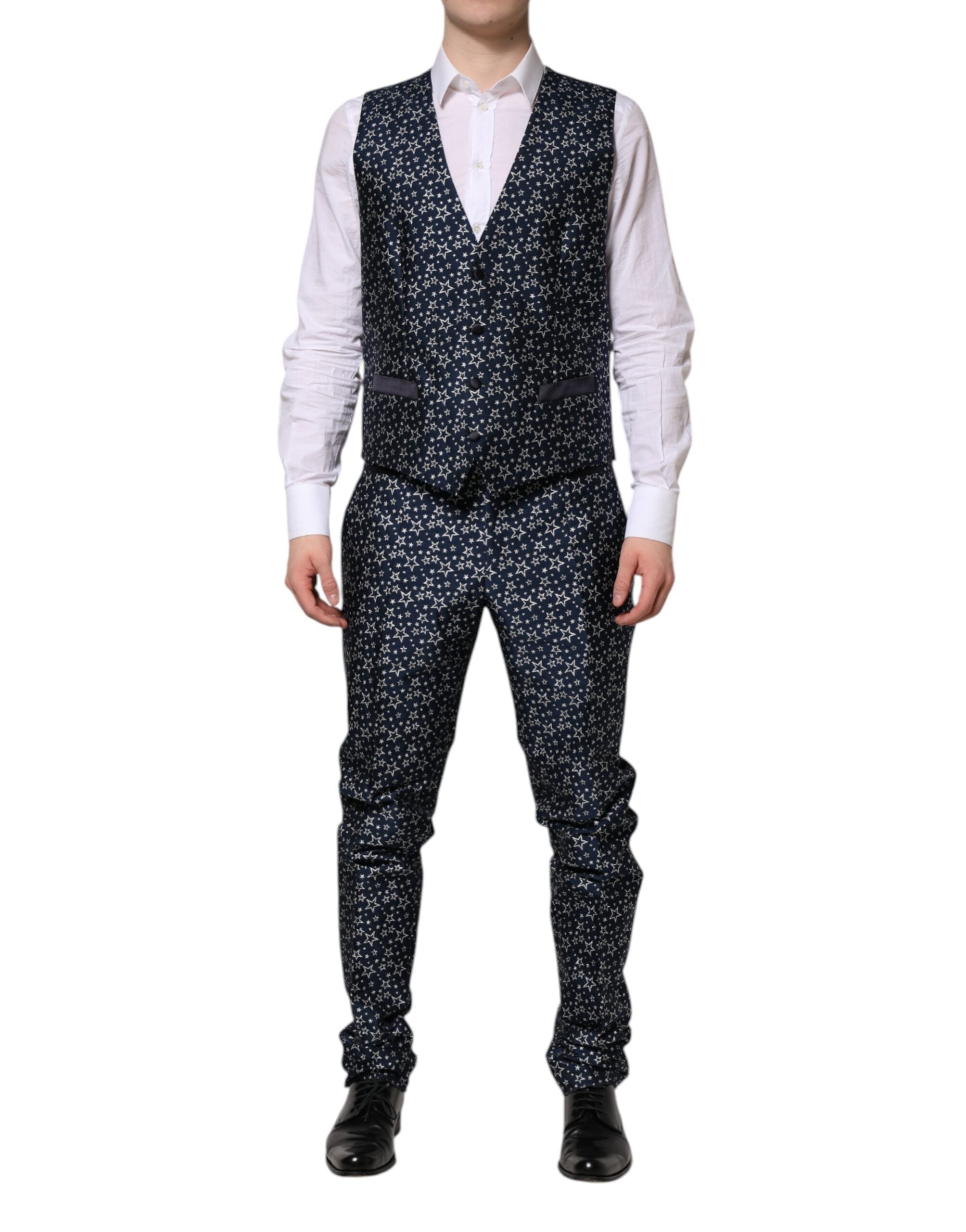 Dolce & Gabbana Blauer MARTINI Star Jacquard 3-teiliger Anzug