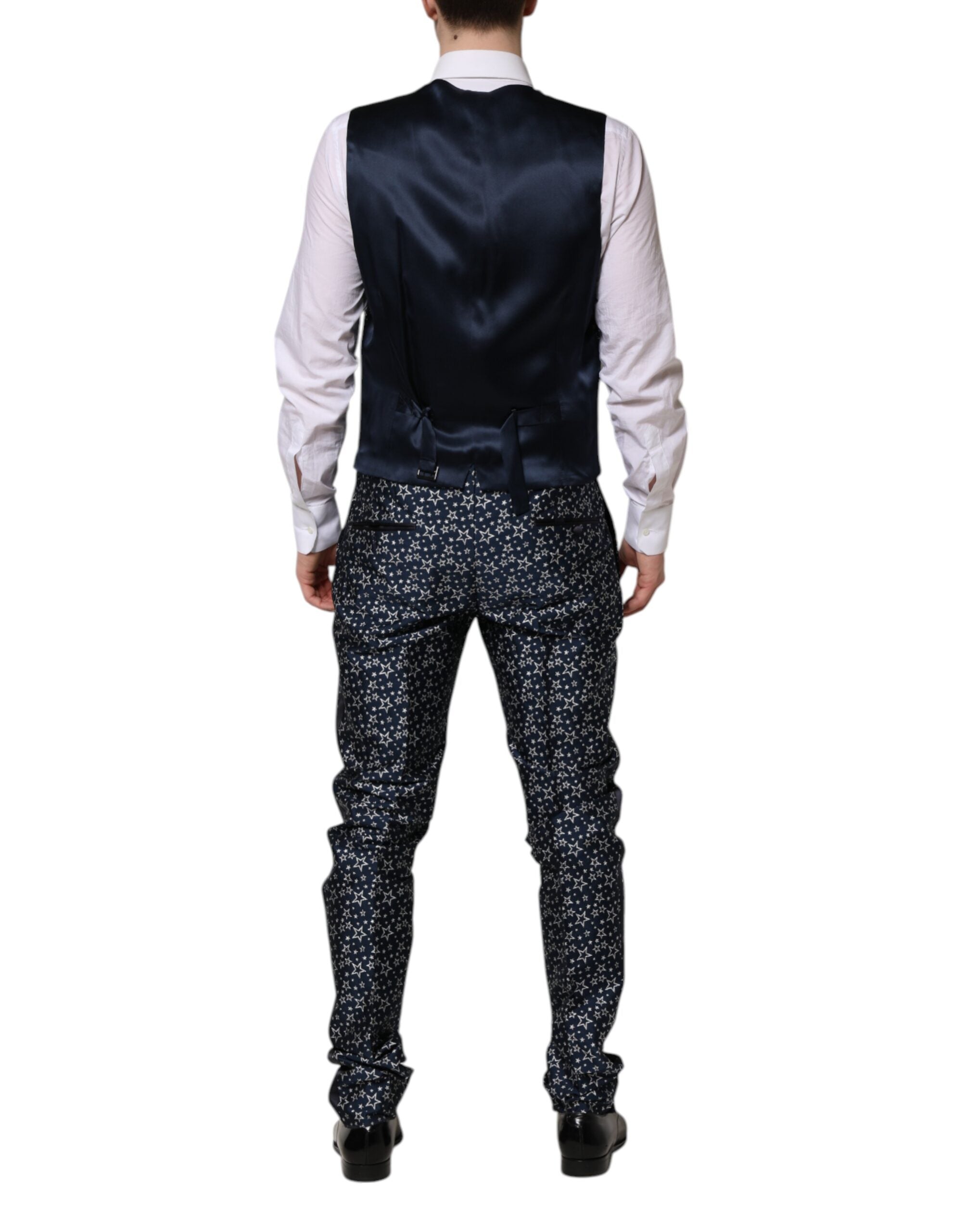 Dolce & Gabbana Blauer MARTINI Star Jacquard 3-teiliger Anzug