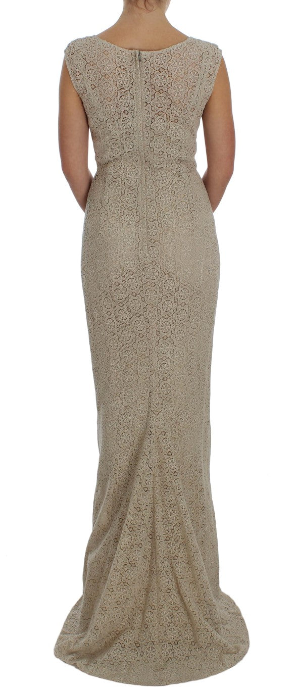 Dolce & Gabbana – Elegantes Maxikleid mit Blumen- und Cut-Outs in Beige