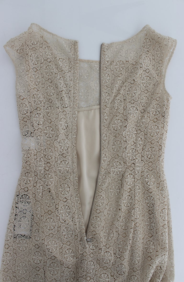 Dolce & Gabbana – Elegantes Maxikleid mit Blumen- und Cut-Outs in Beige