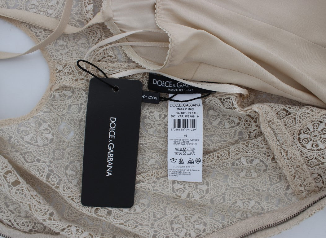 Dolce & Gabbana – Elegantes Maxikleid mit Blumen- und Cut-Outs in Beige