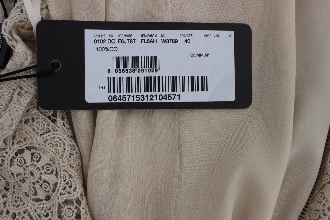 Dolce & Gabbana – Elegantes Maxikleid mit Blumen- und Cut-Outs in Beige