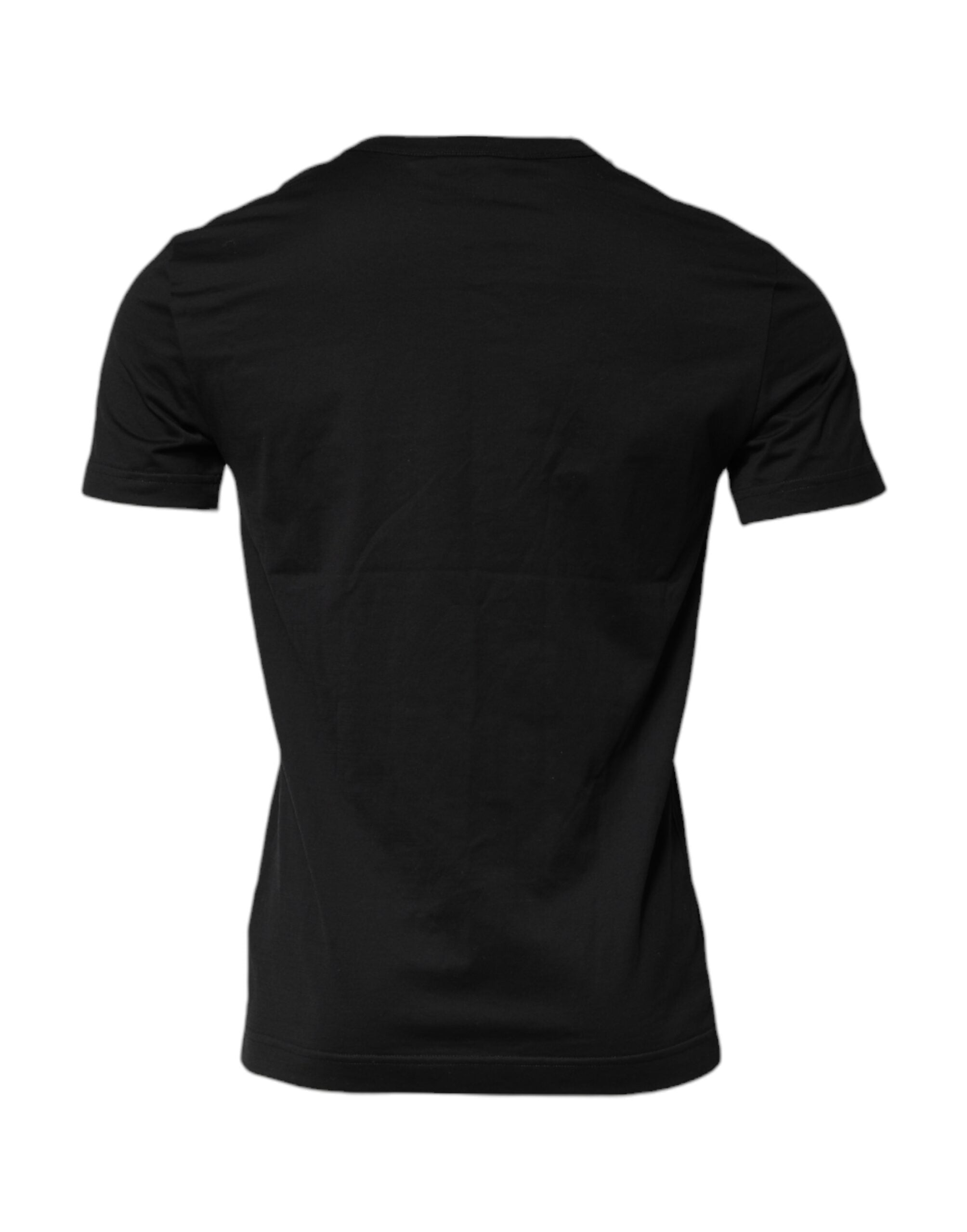 Dolce & Gabbana Schwarzes T-Shirt aus Baumwolle mit kurzen Ärmeln und Rundhalsausschnitt