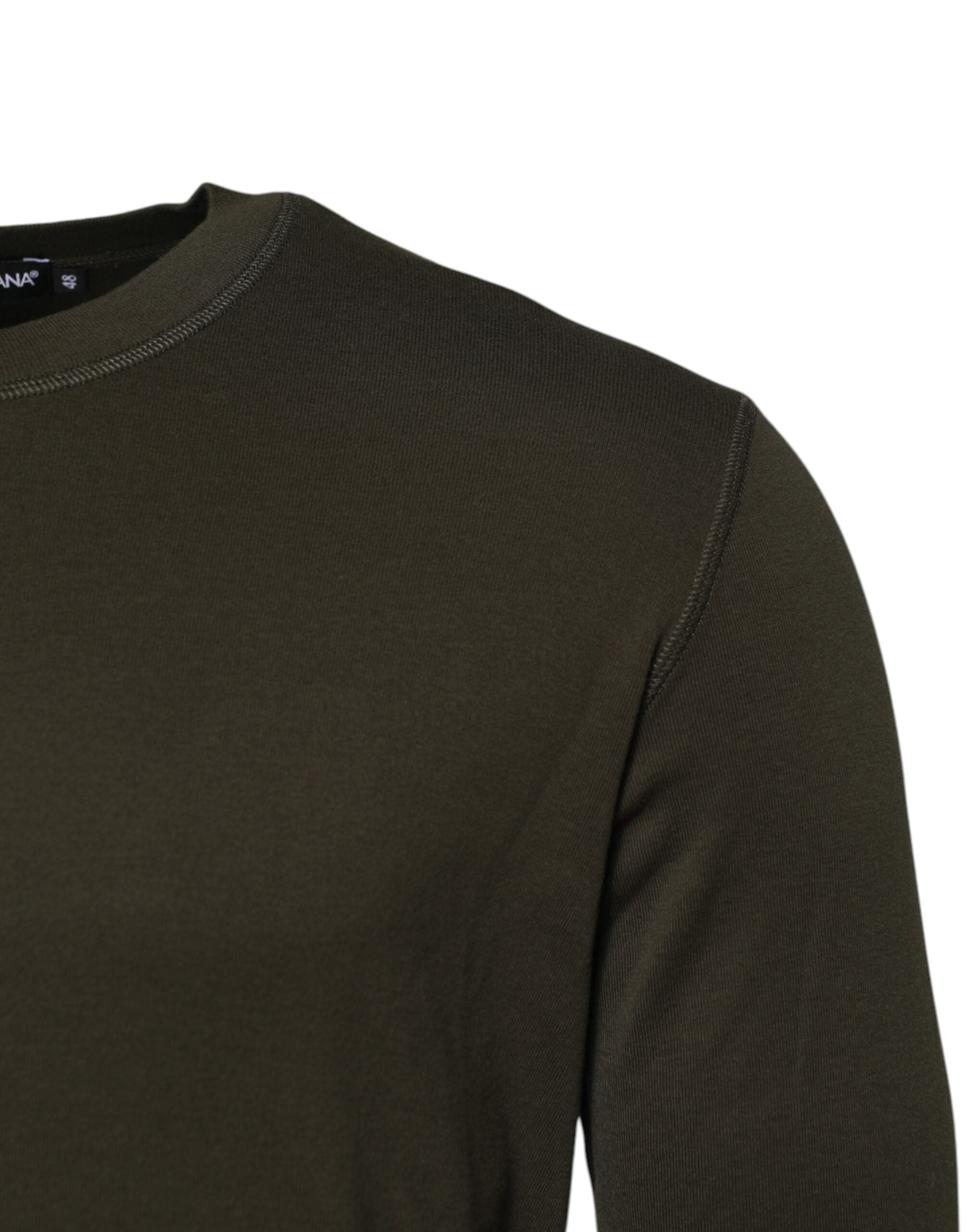 Dolce & Gabbana – Dunkelgrünes T-Shirt mit langen Ärmeln und Rundhalsausschnitt