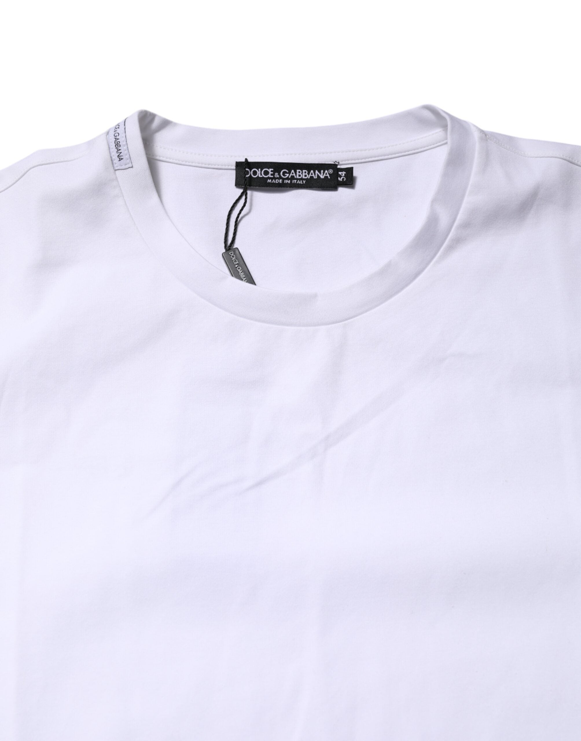 Dolce & Gabbana – Weißes T-Shirt aus Baumwolle mit kurzen Ärmeln und Rundhalsausschnitt