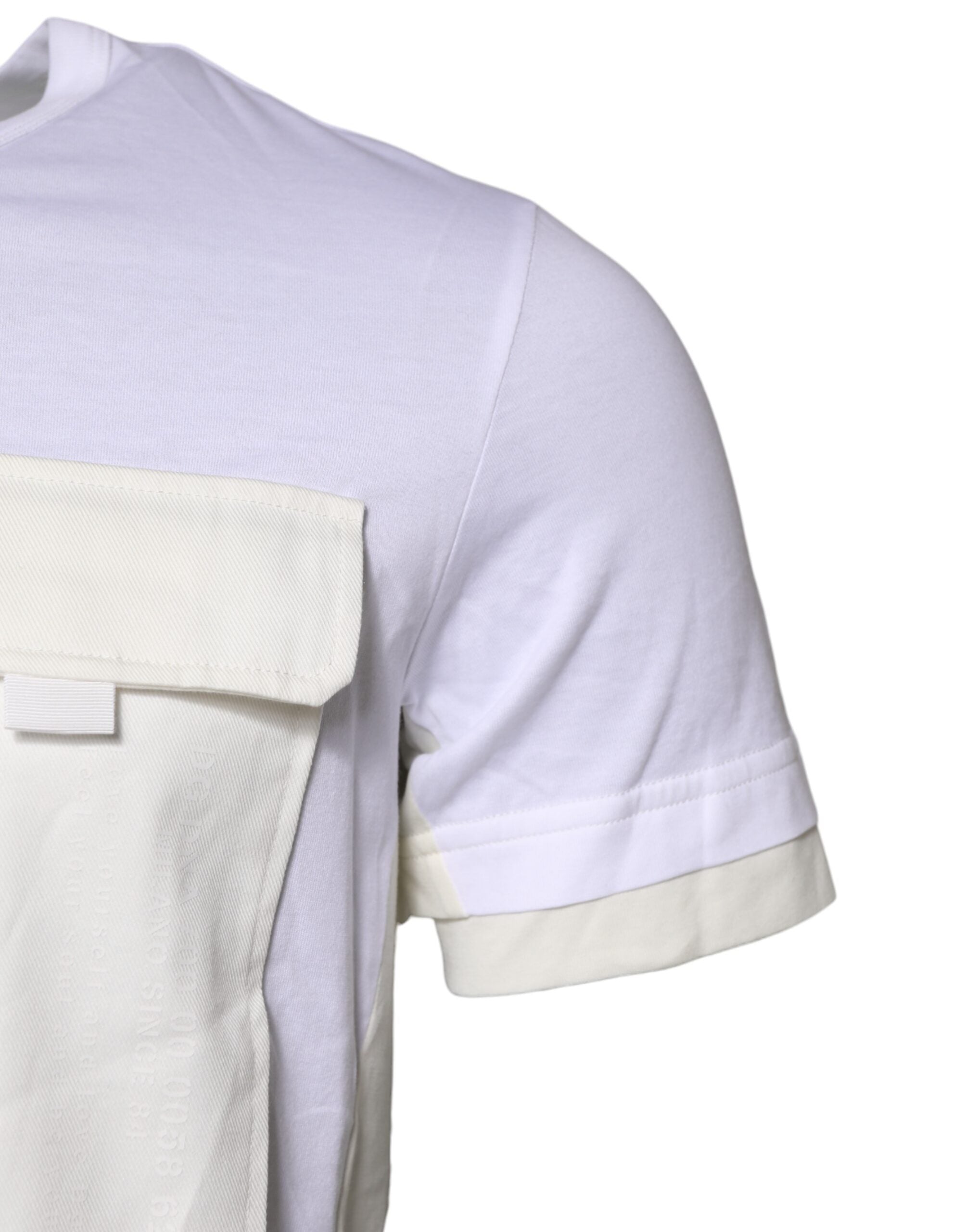 Dolce & Gabbana – Weißes T-Shirt mit kurzen Ärmeln aus Baumwolle mit Tasche