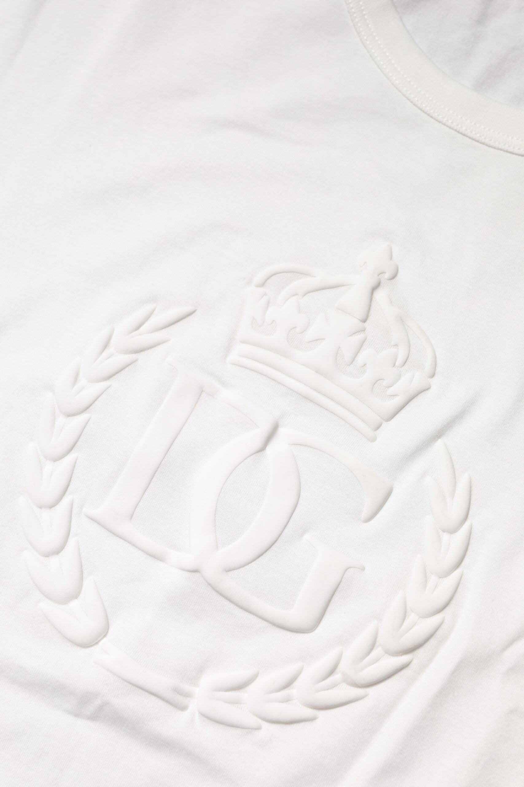 Dolce & Gabbana – Weißes Baumwoll-T-Shirt mit DG-Kronenprägung