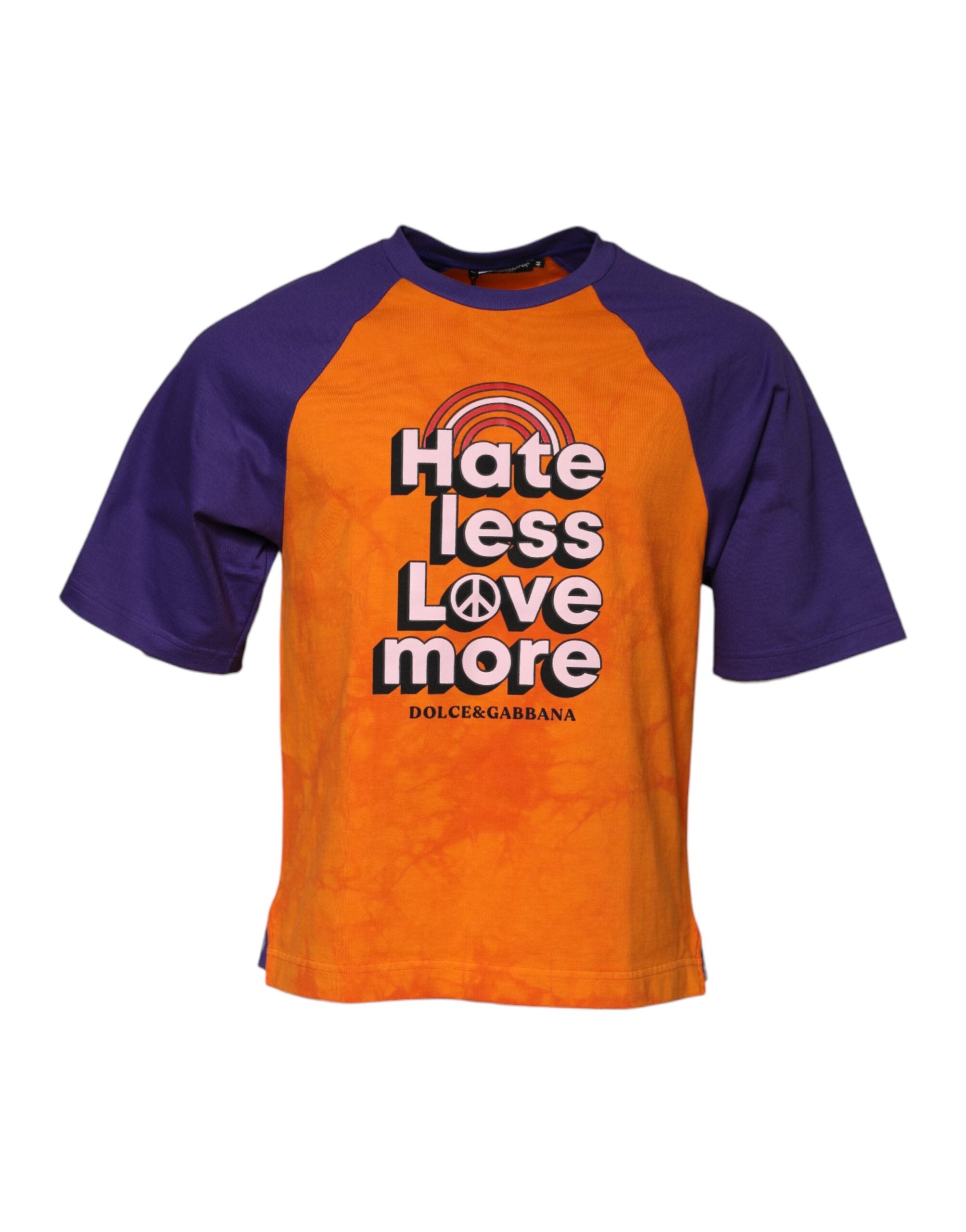 Dolce & Gabbana Orange-Lila bedrucktes T-Shirt mit Rundhalsausschnitt