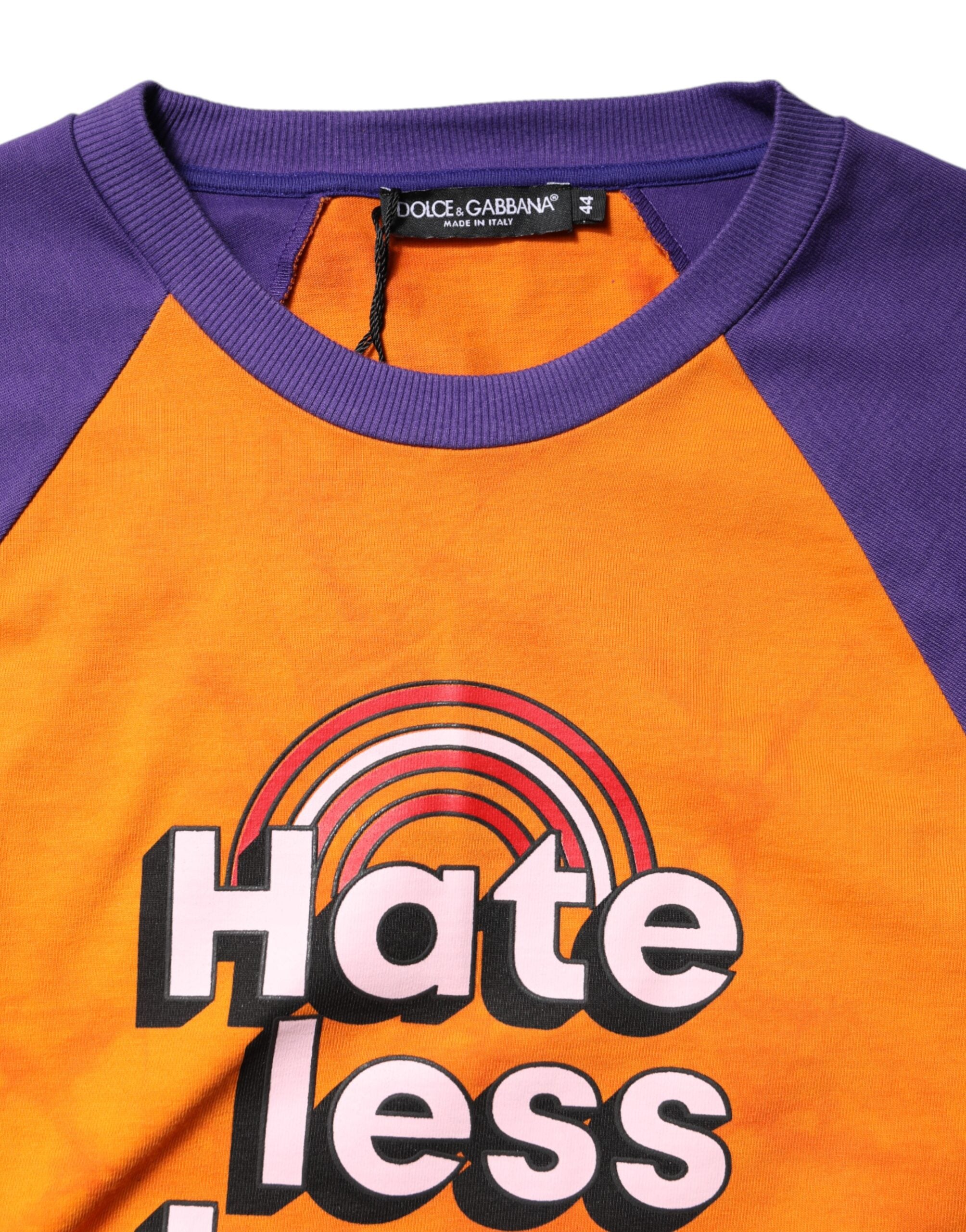 Dolce & Gabbana Orange-Lila bedrucktes T-Shirt mit Rundhalsausschnitt