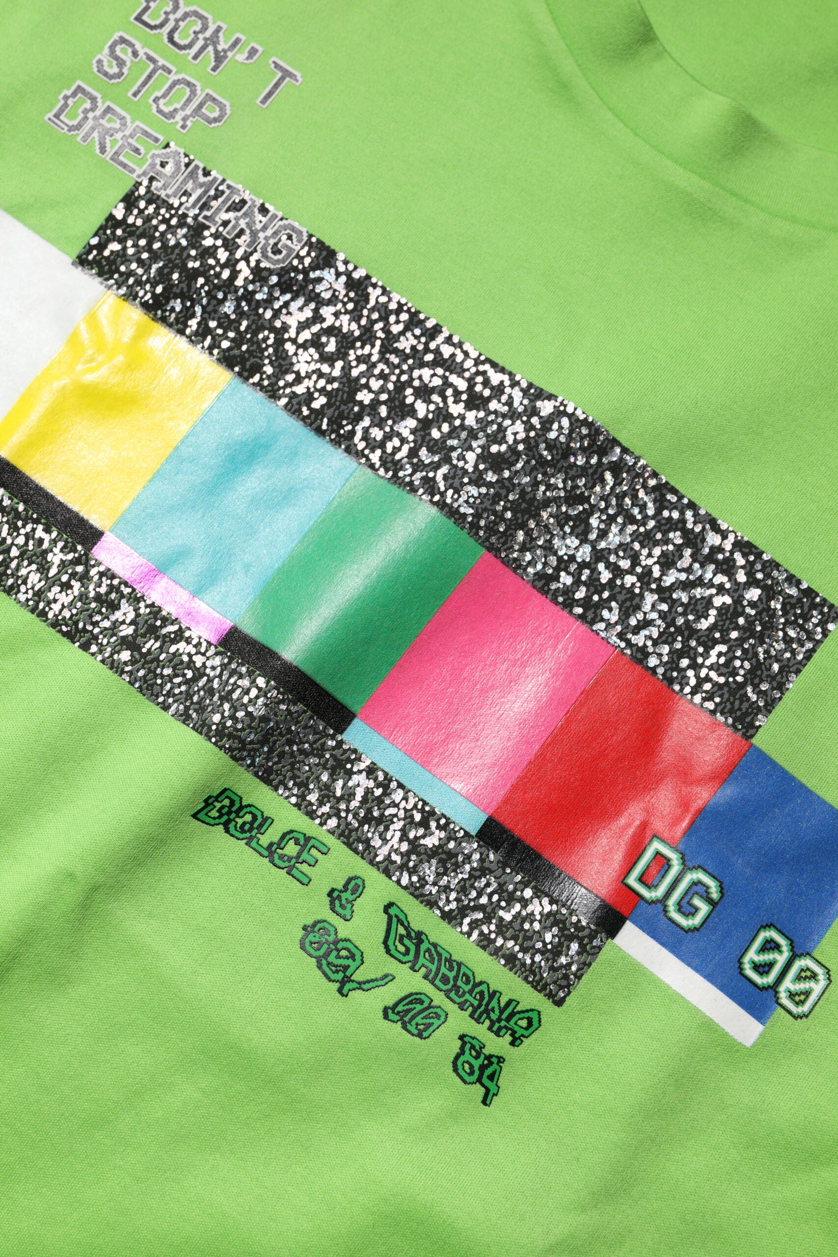 Dolce & Gabbana Grünes T-Shirt mit Rundhalsausschnitt und grafischem Aufdruck