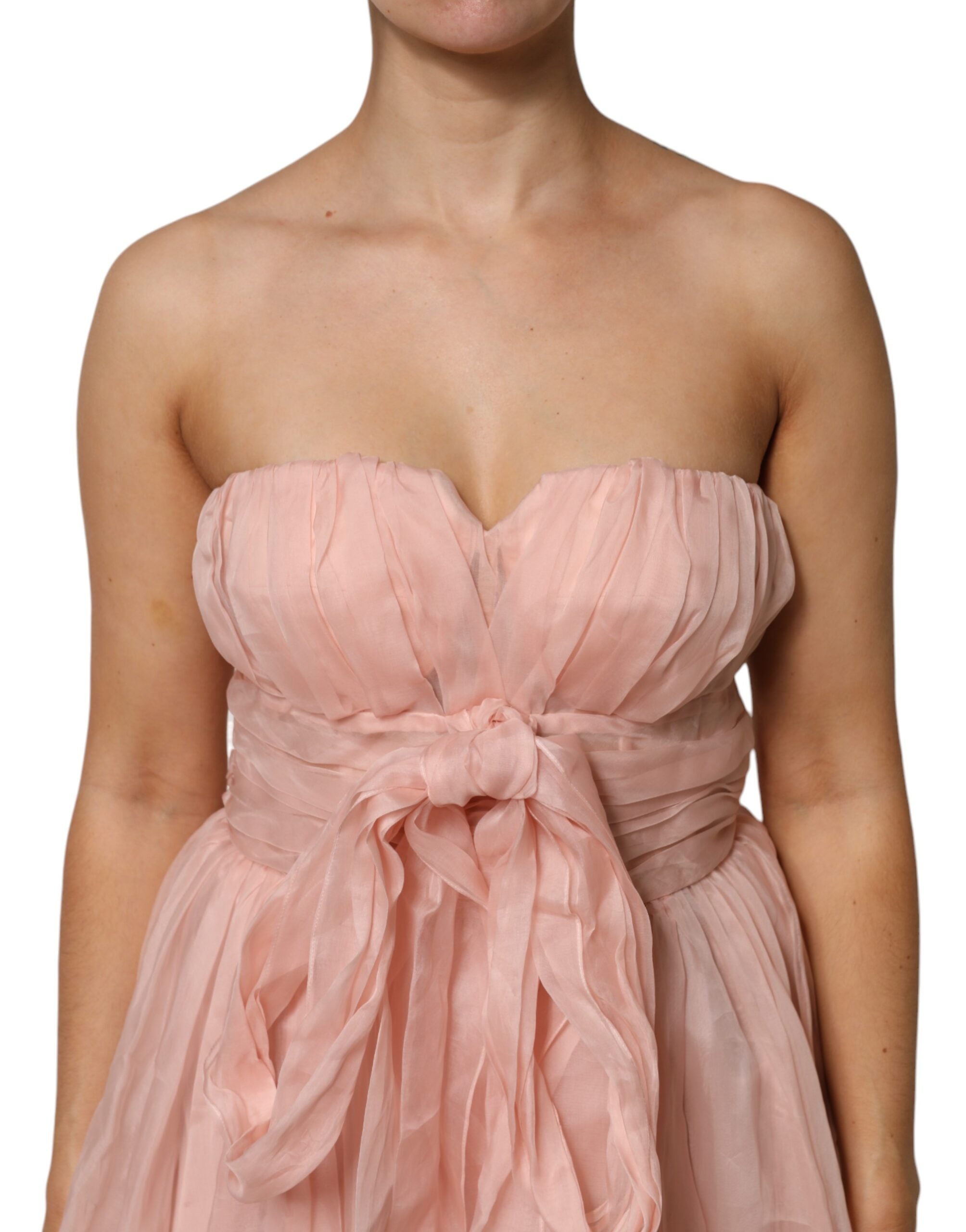 Dolce & Gabbana – A-Linien-Midikleid aus plissiertem Seidenchiffon in Rosa