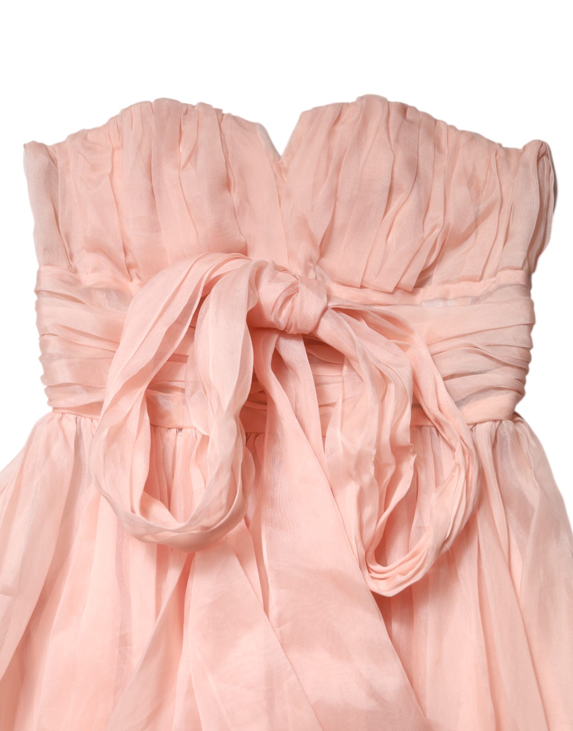 Dolce & Gabbana – A-Linien-Midikleid aus plissiertem Seidenchiffon in Rosa