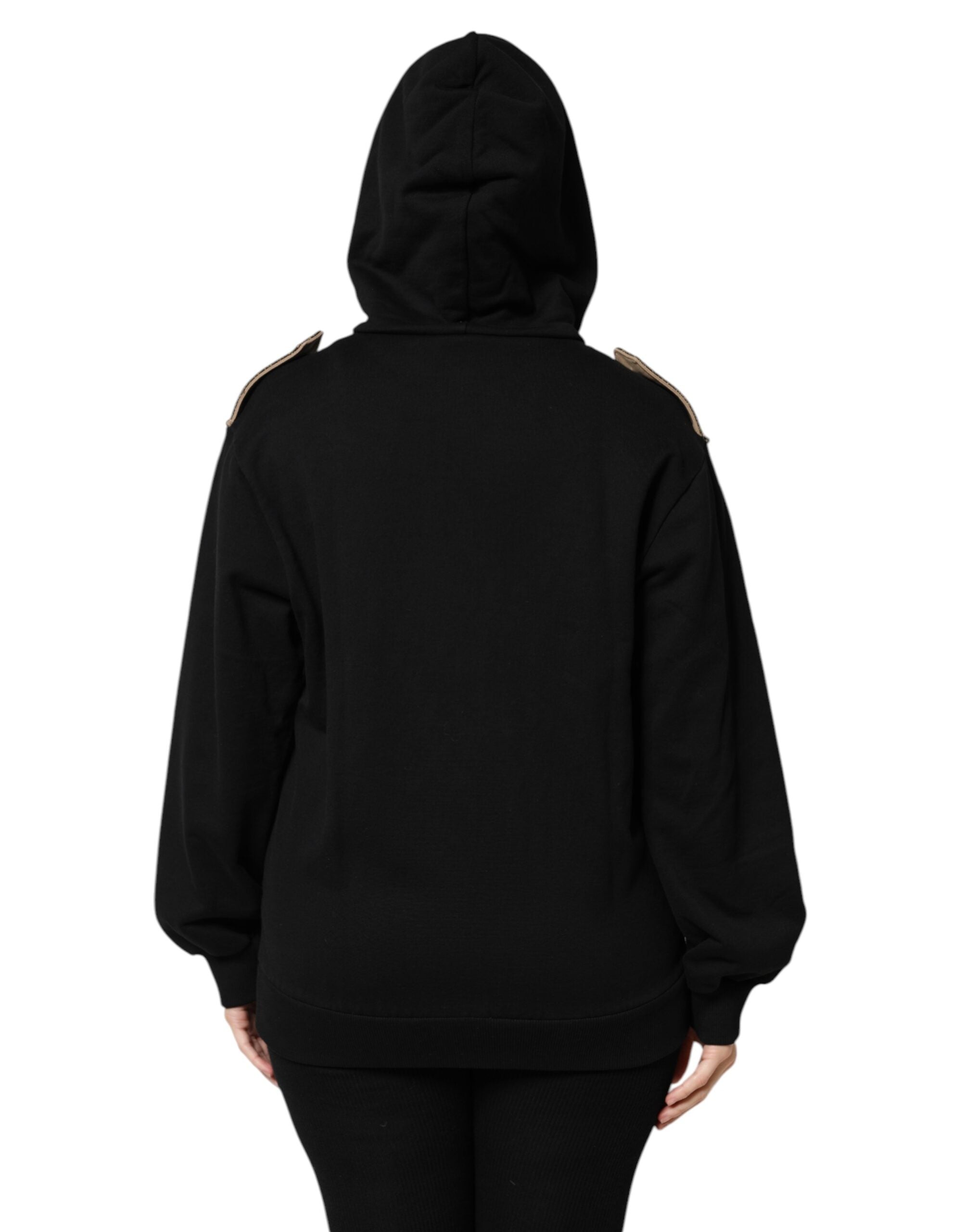 Dolce & Gabbana – Schwarze Sweatshirtjacke mit Kapuze und durchgehendem Reißverschluss und Logo