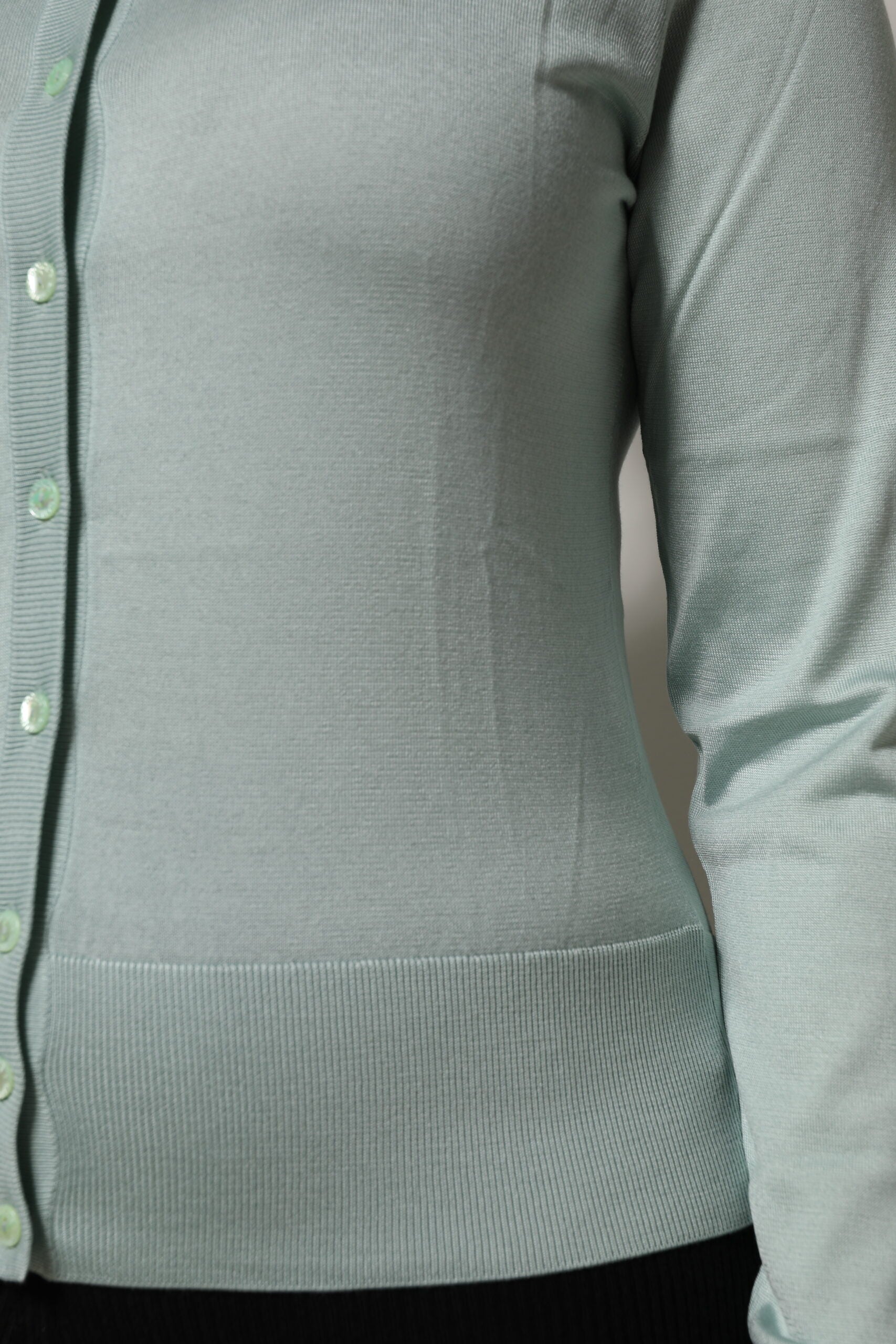 Cardigan din mătase verde deschis Dolce & Gabbana cu nasturi