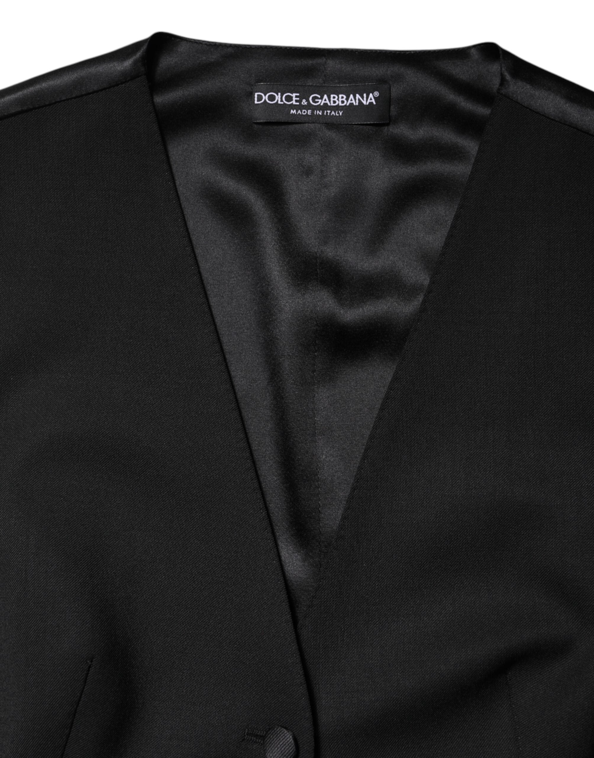 Dolce & Gabbana – Schwarzes, ärmelloses Weste-Oberteil aus Wolle