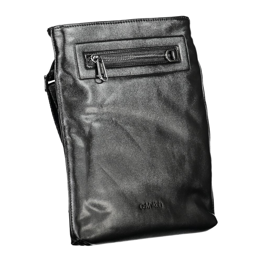 Geantă de umăr Calvin Klein Sleek neagră cu detalii contrastante