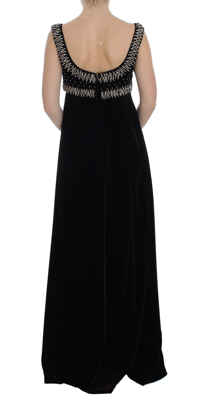 Dolce & Gabbana Elegantes braunes Samtkleid mit Kristallen