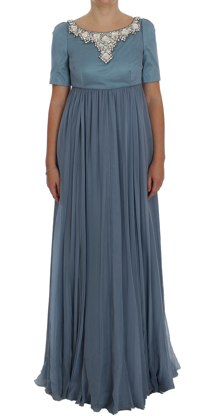 Dolce & Gabbana Elegantes Seidenkleid mit Kristallverzierung