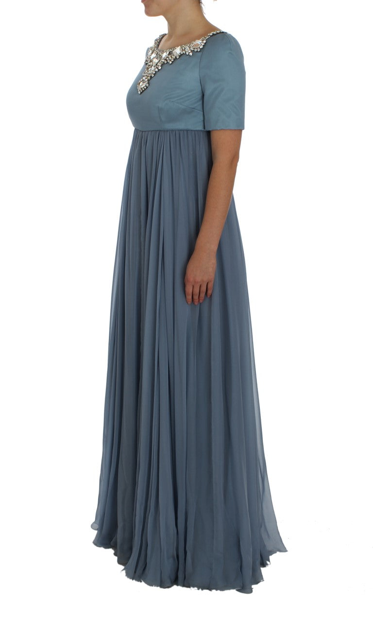 Dolce & Gabbana Elegantes Seidenkleid mit Kristallverzierung