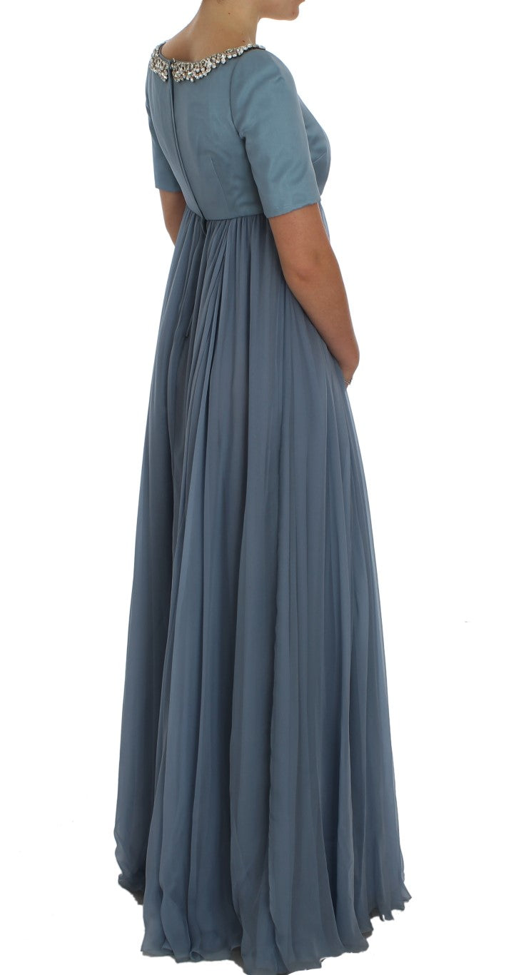 Dolce & Gabbana Elegantes Seidenkleid mit Kristallverzierung