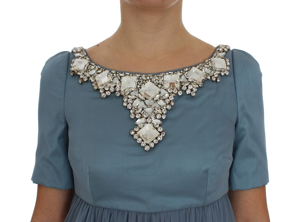 Dolce & Gabbana Elegantes Seidenkleid mit Kristallverzierung