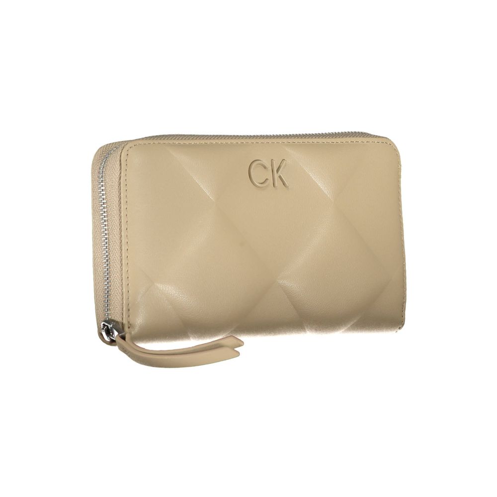 Portofel elegant bej cu mai multe compartimente și protecție RFID Calvin Klein